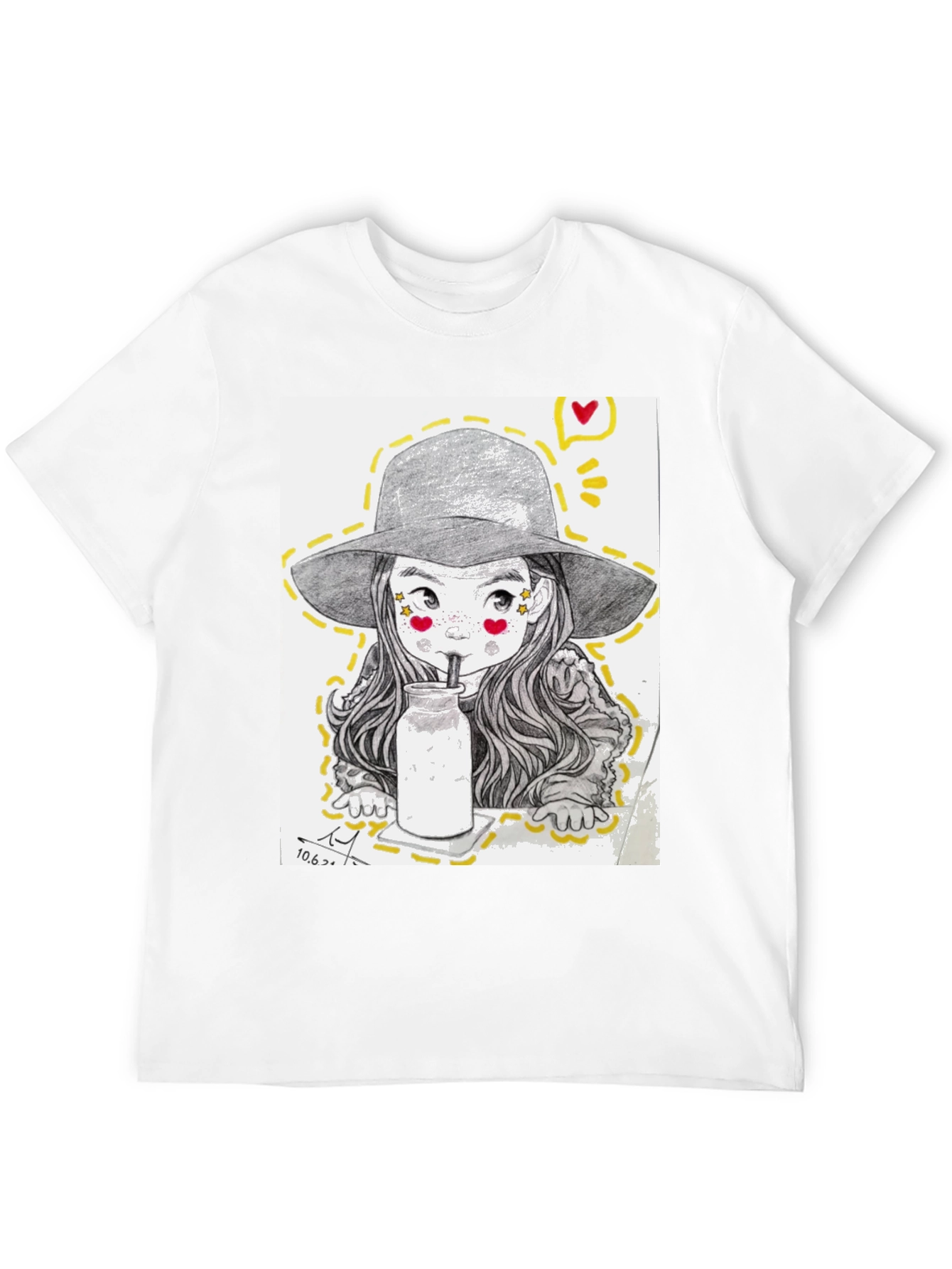 Black Charming Sketch Style Graphic Tee view 12