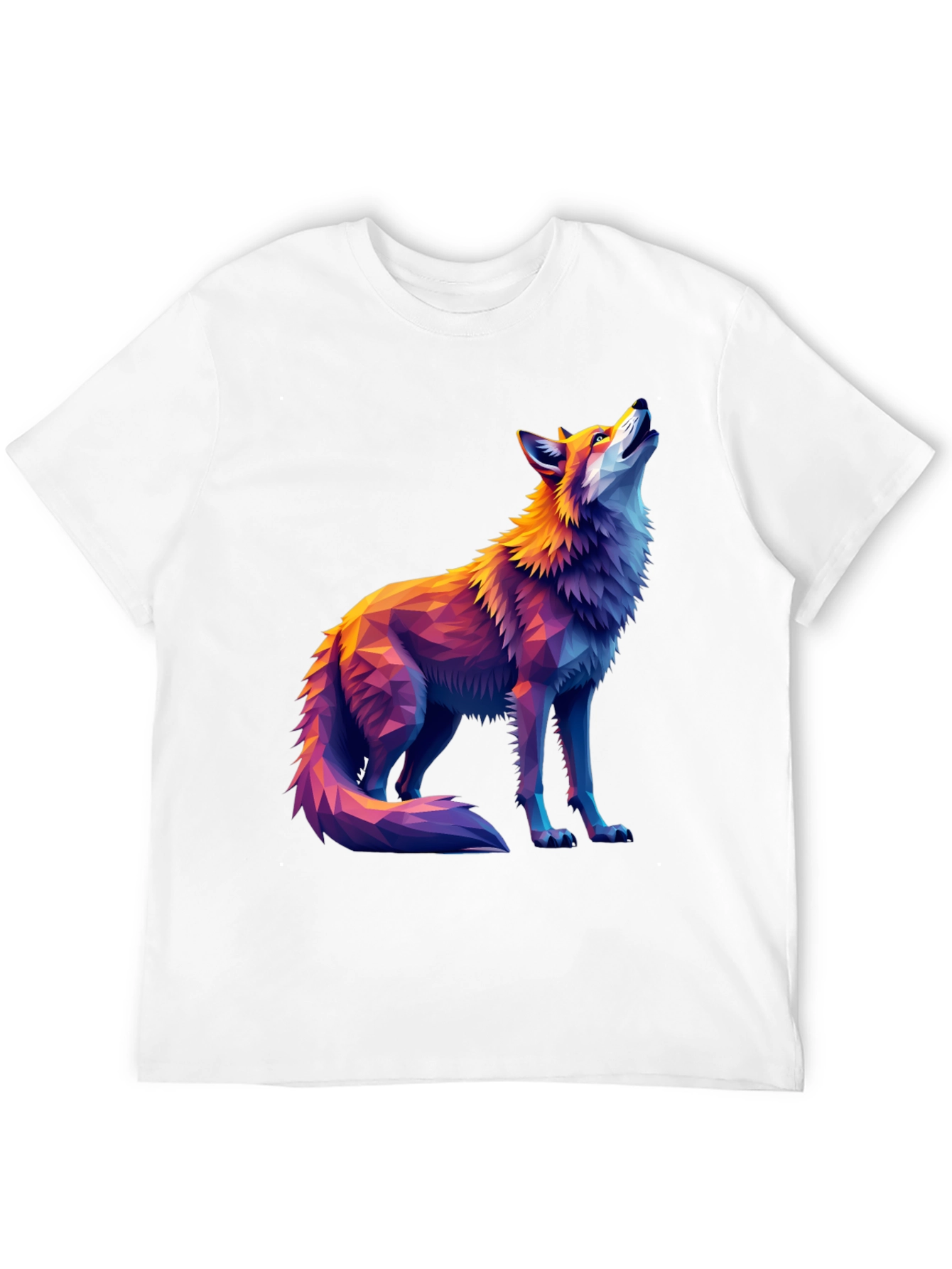 Black Geometric Wolf Graphic Tee - Artistic Black T-Shirt view 12