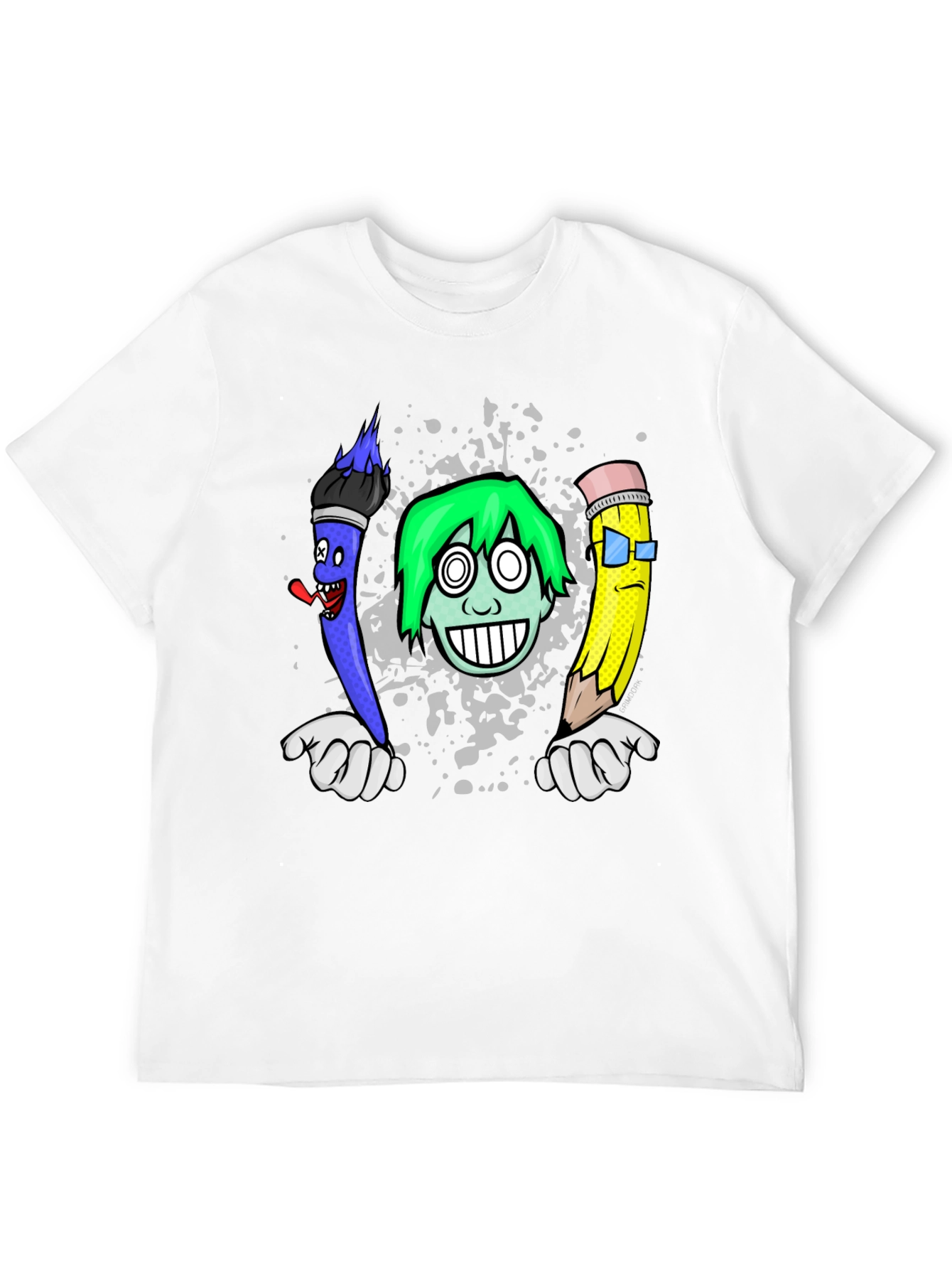 Black Cartoon Art T-Shirt: Brush, Pencil, & Character view 12