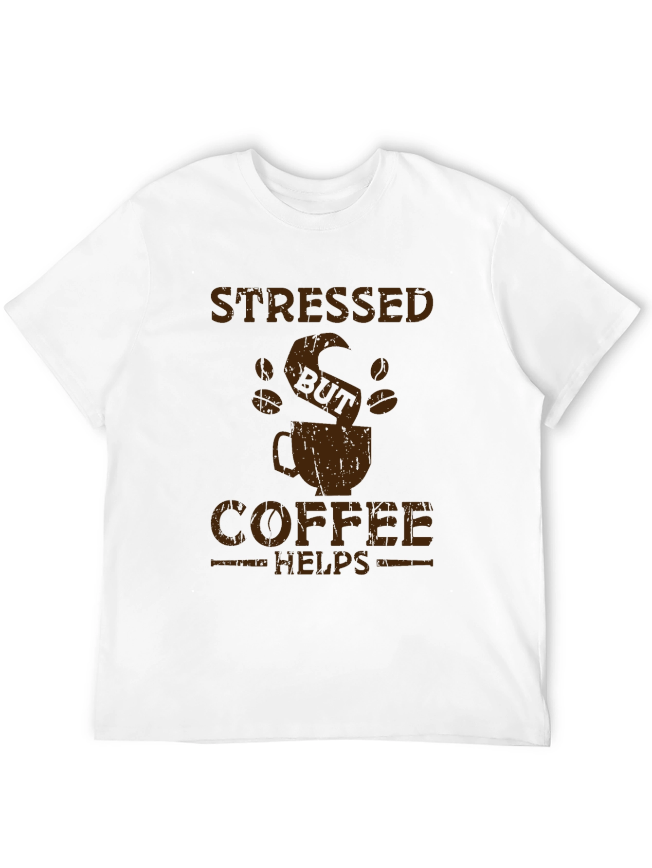 Black Stressed But Coffee Helps Graphic Tee view 12