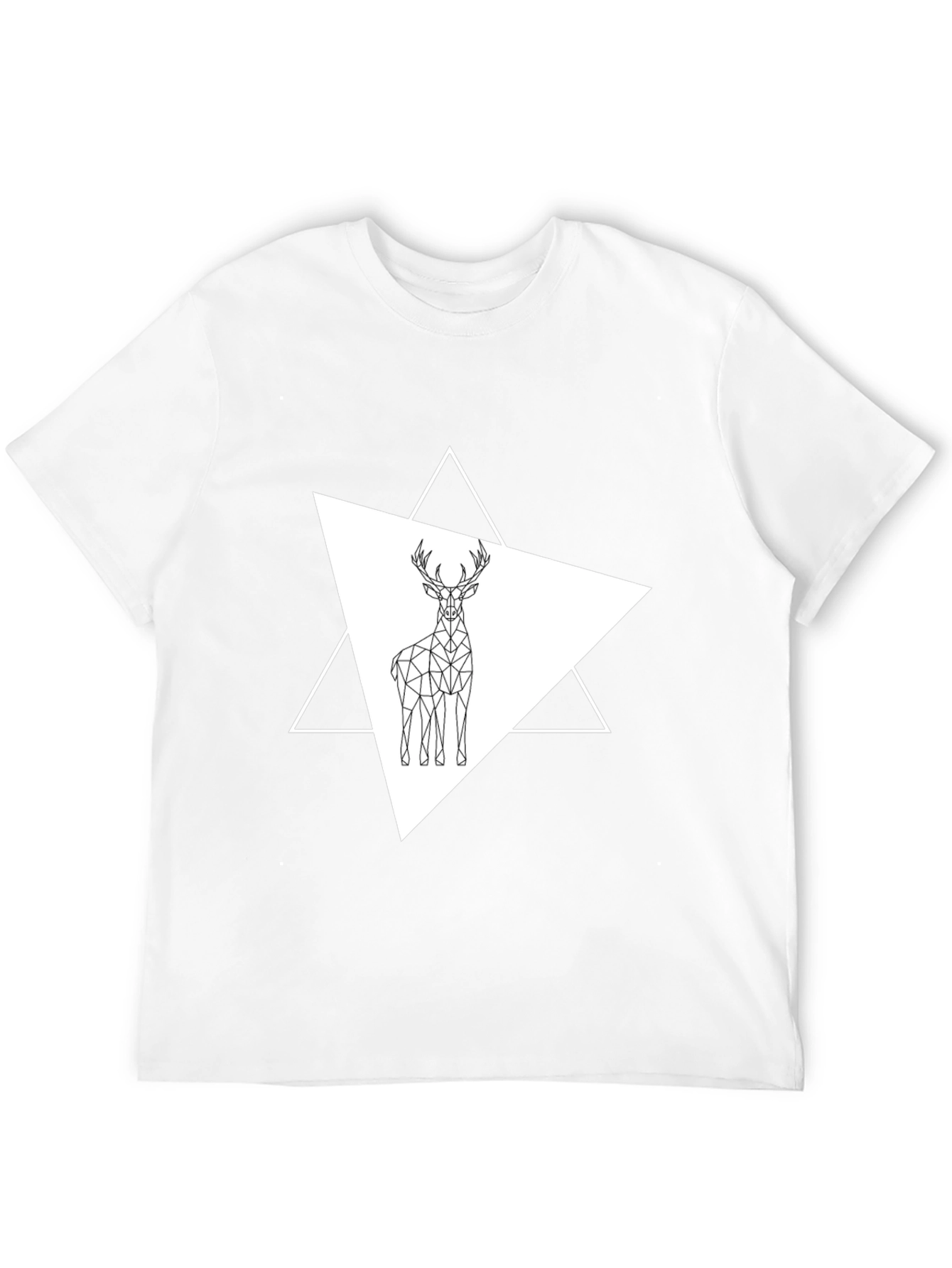 Black Geometric Deer Graphic Tee - Stylish Black T-Shirt view 12