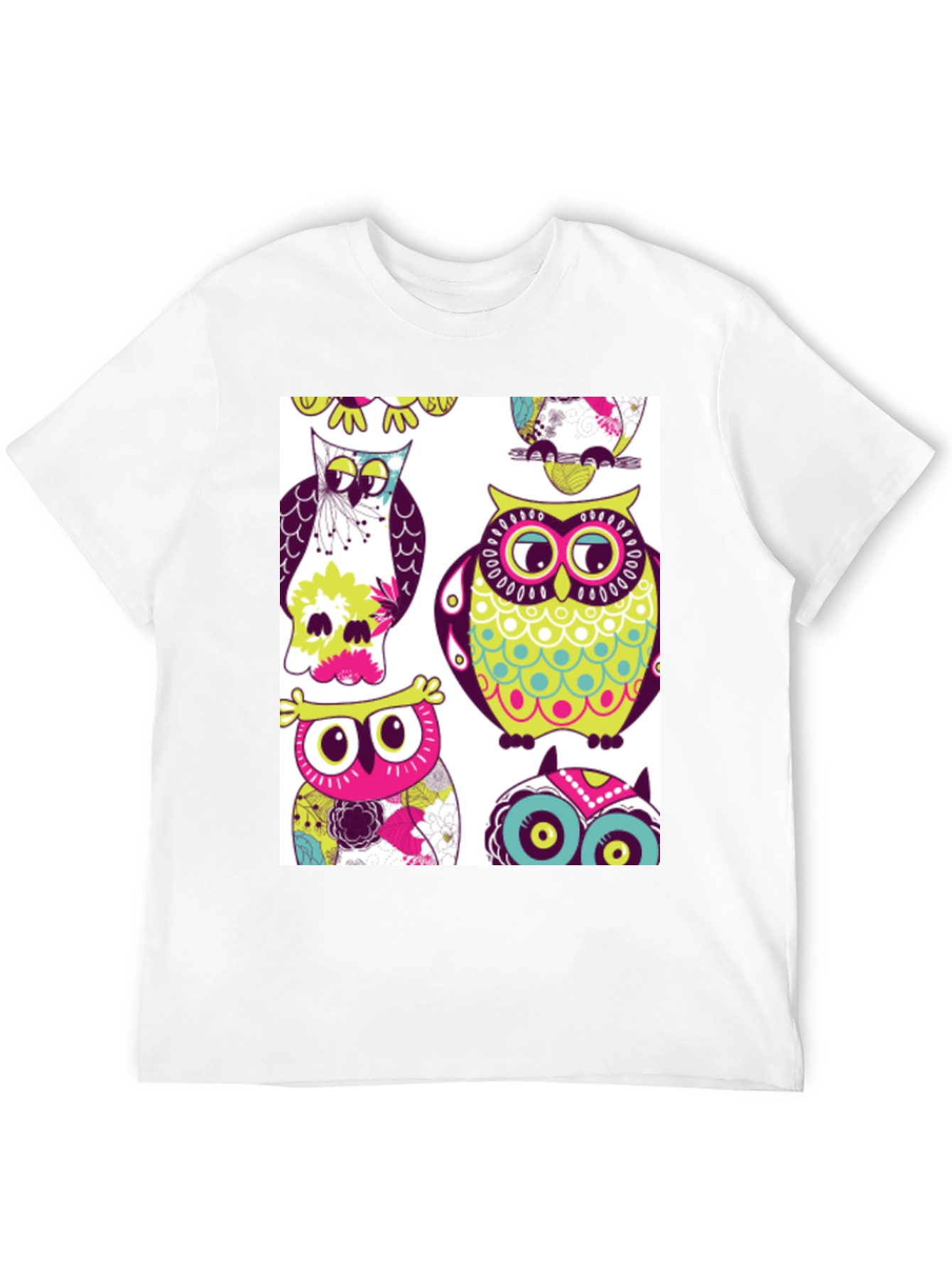 Black Owl Pattern Graphic Print Crew Neck Tee view 12