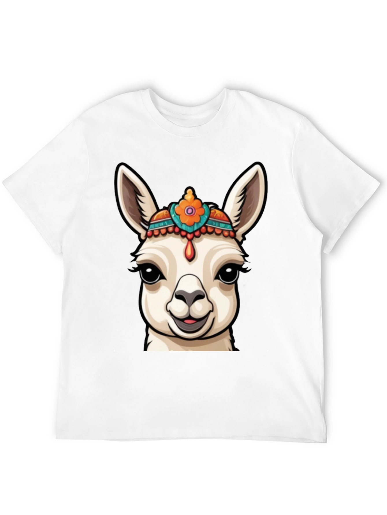 Black Llama Head Graphic Tee - Unique Animal Print view 12