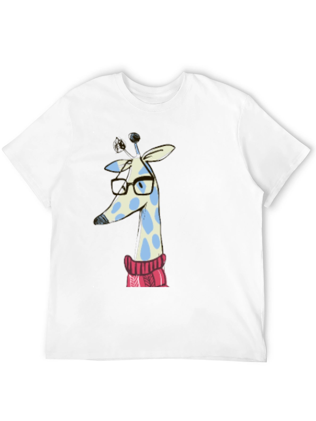 Black Giraffe in Sweater Graphic Tee - Unisex Black T-Shirt view 12