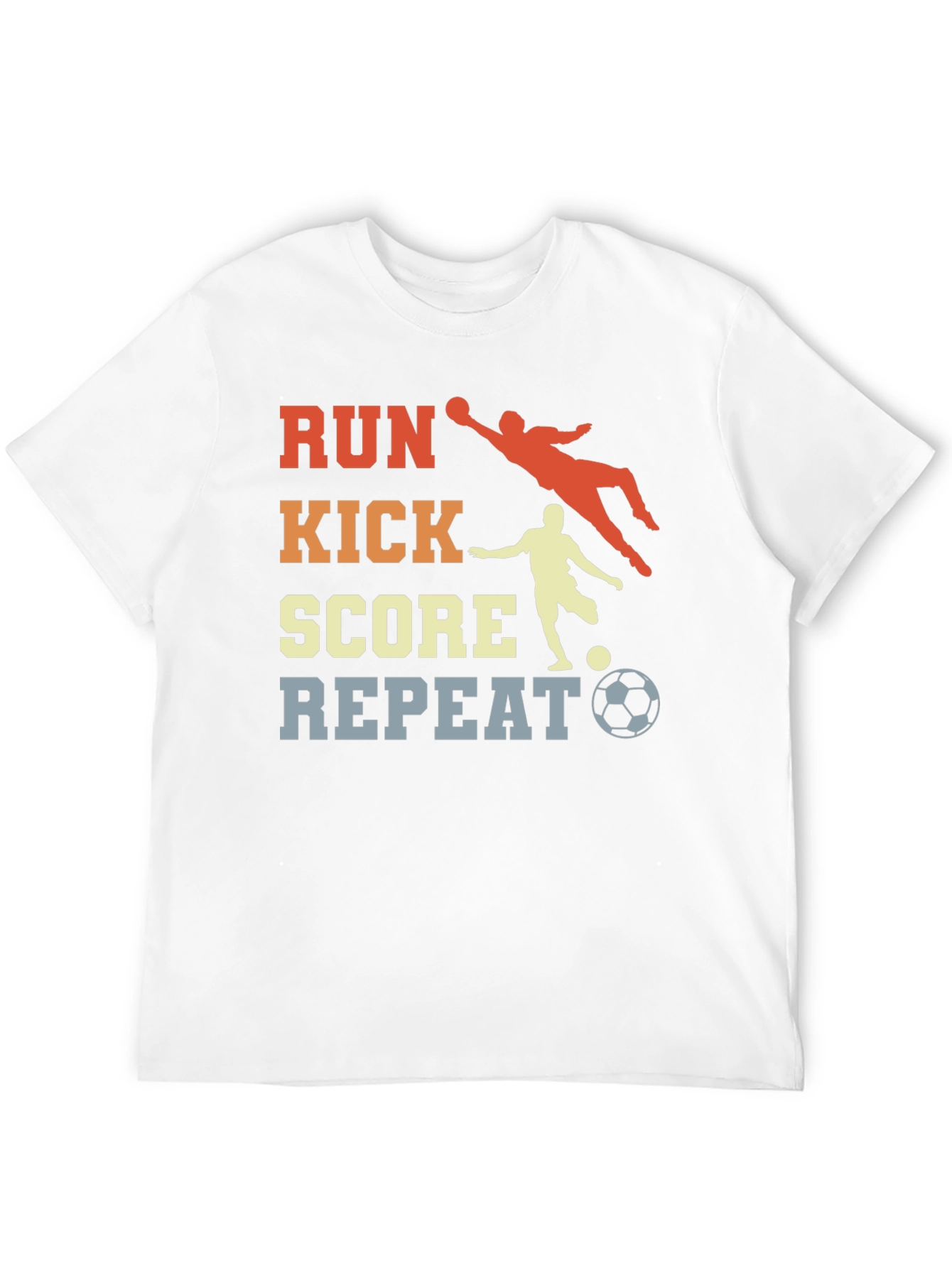 Black Run Kick Score Repeat Soccer T-Shirt view 12