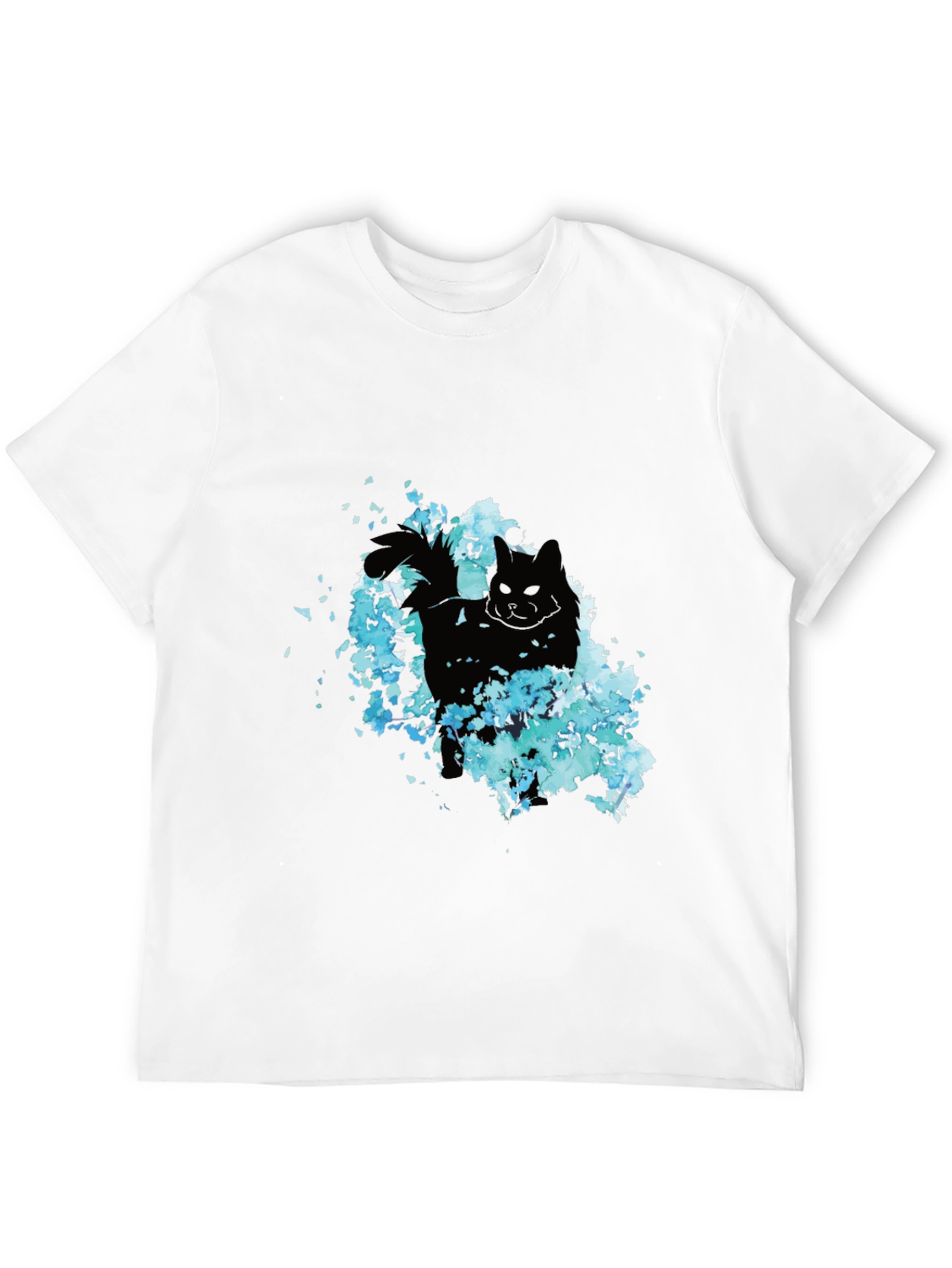 Black Black Cat Floral Graphic Tee - Men's Casual T-Shirt view 12