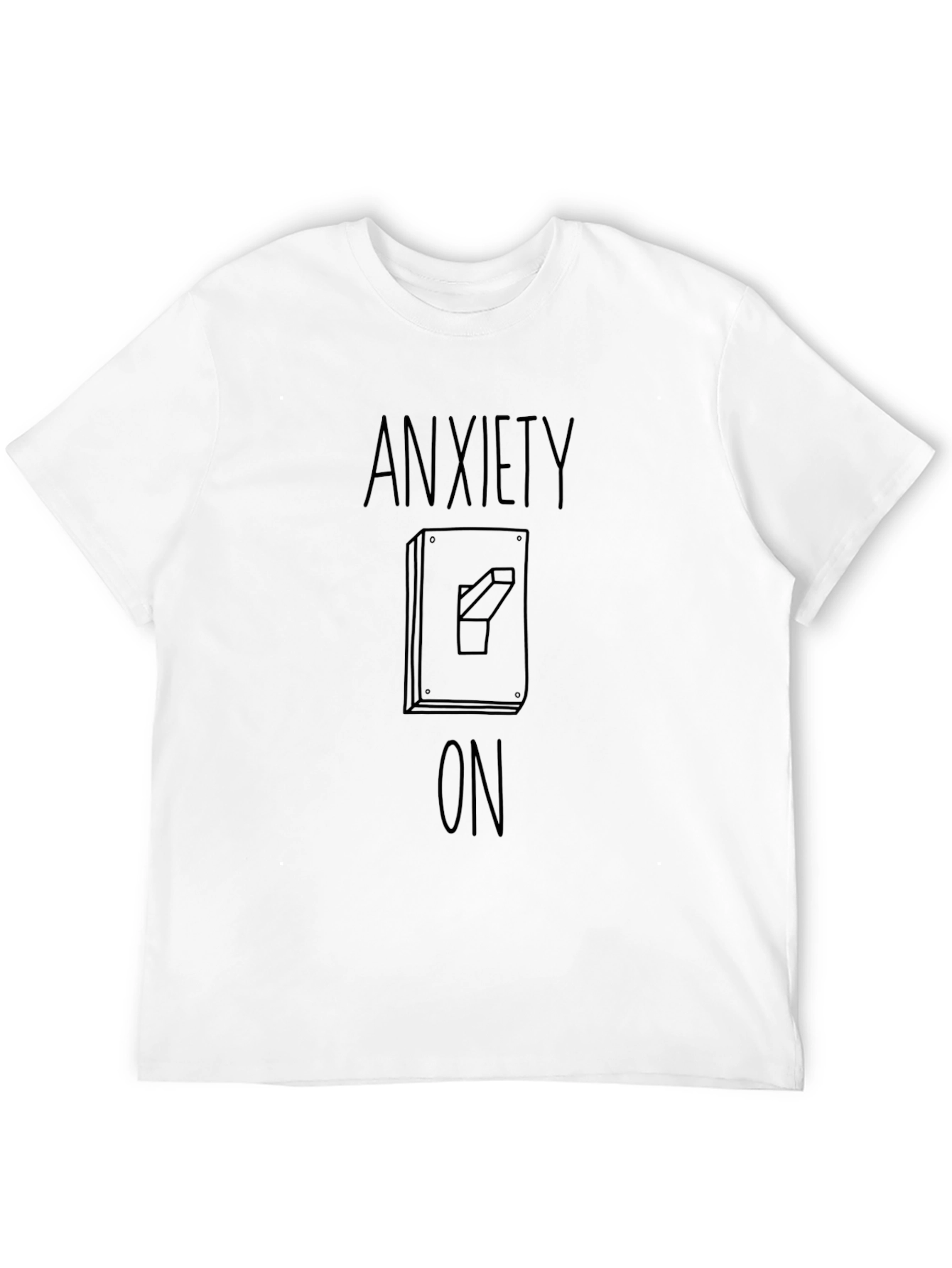 Black Anxiety On T-Shirt - Funny Graphic Tee - Black Cotton view 12