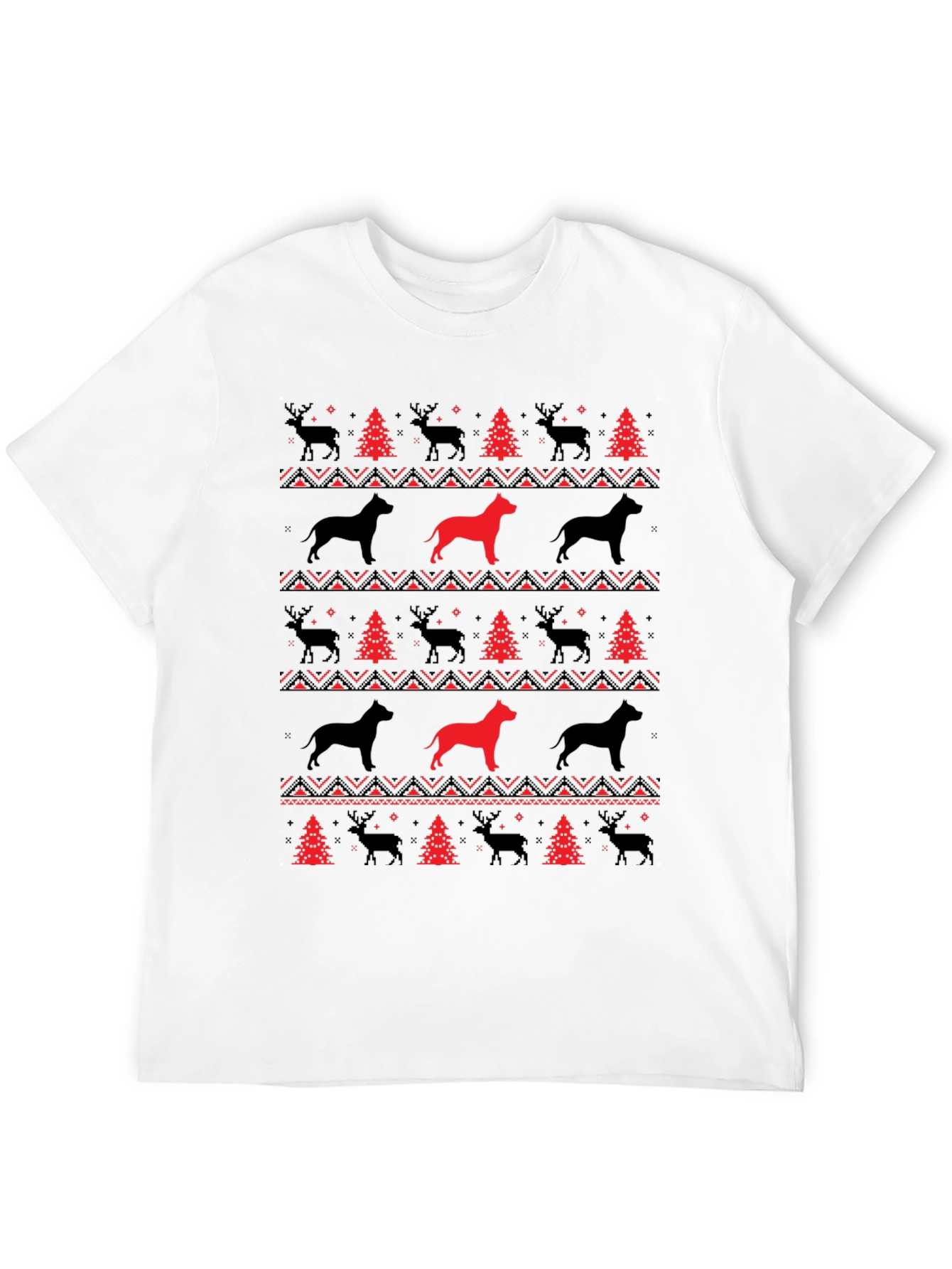 Black Festive Dog & Reindeer Holiday T-Shirt view 12
