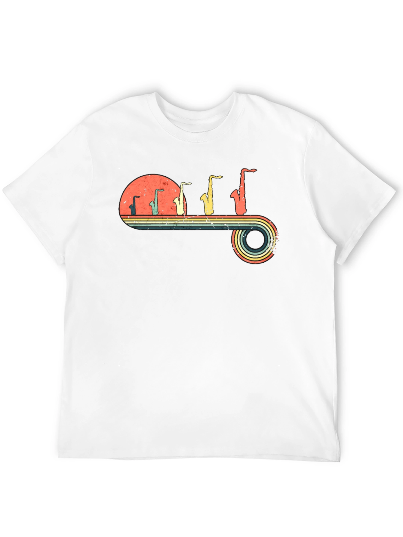 Black Retro Saxophone Evolution Graphic T-Shirt view 12