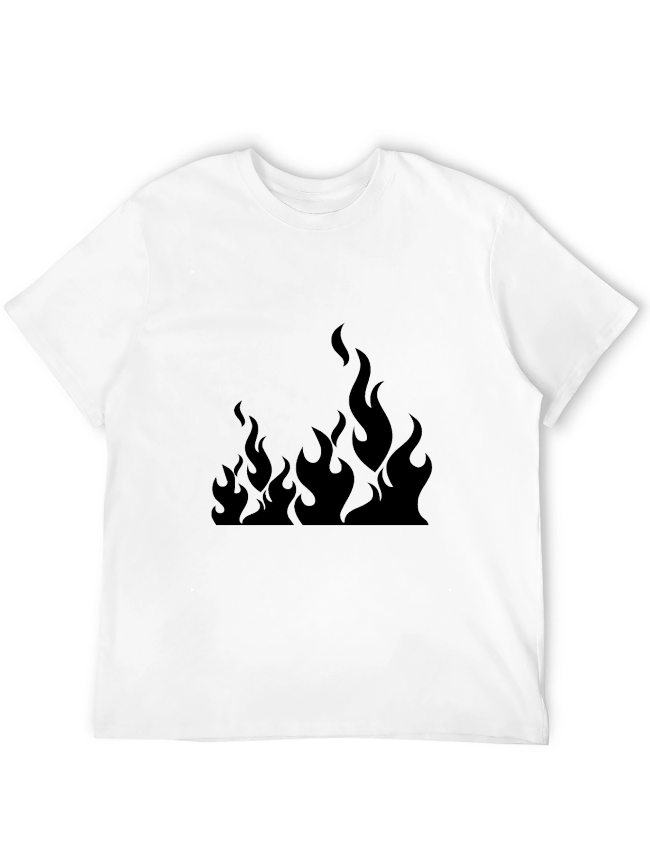 Black Men's Black T-Shirt with Fire Graphic view 12