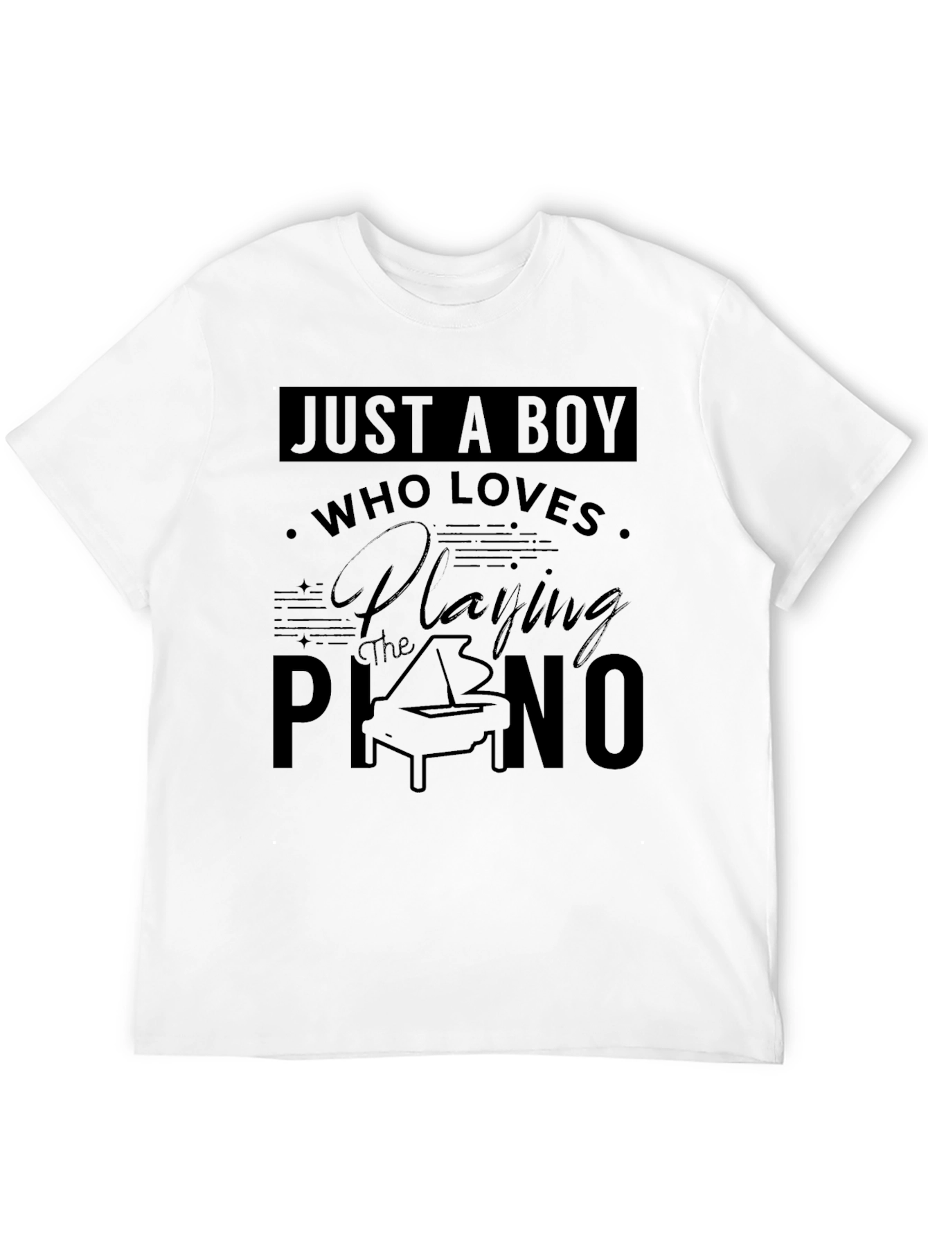 Black Just A Boy Who Loves Playing Piano T-Shirt view 12