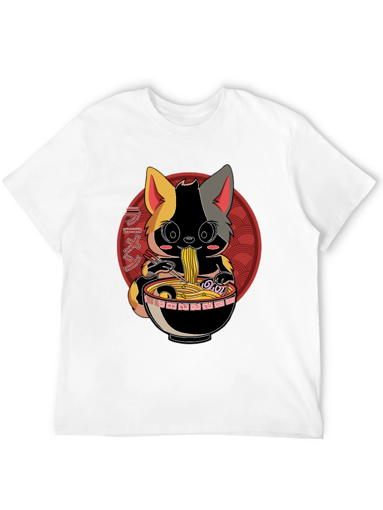 Black Ramen Cat T-Shirt - Anime Style view 12