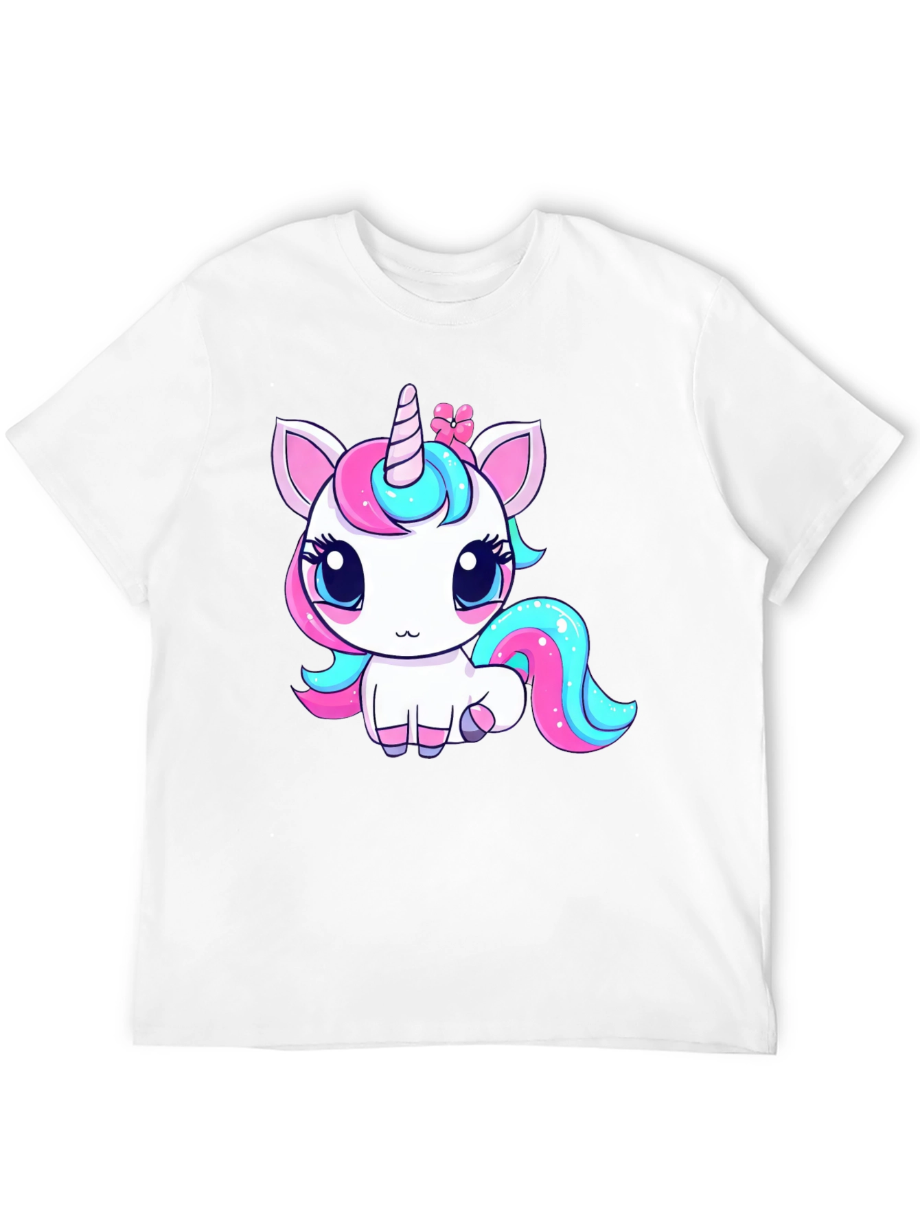 Black Cute Cartoon Unicorn Black T-Shirt view 12