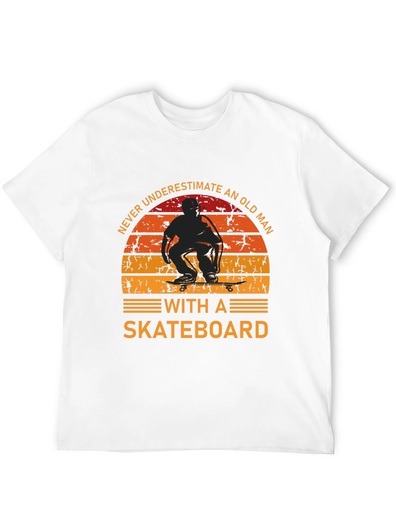 Black Never Underestimate An Old Man Skateboard T-Shirt view 12