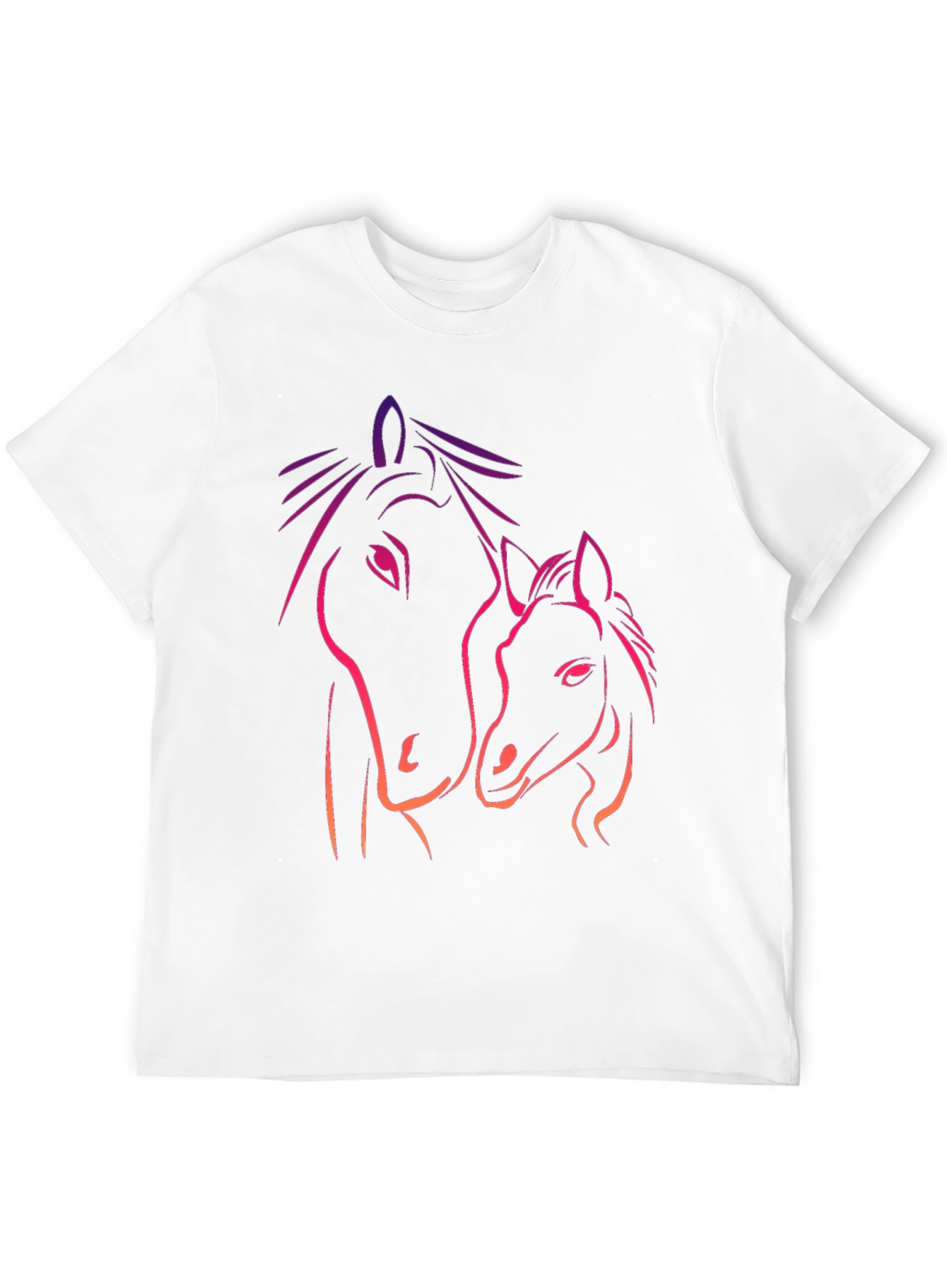 Black Horse Mama & Foal Graphic Tee - Black Cotton T-Shirt view 12