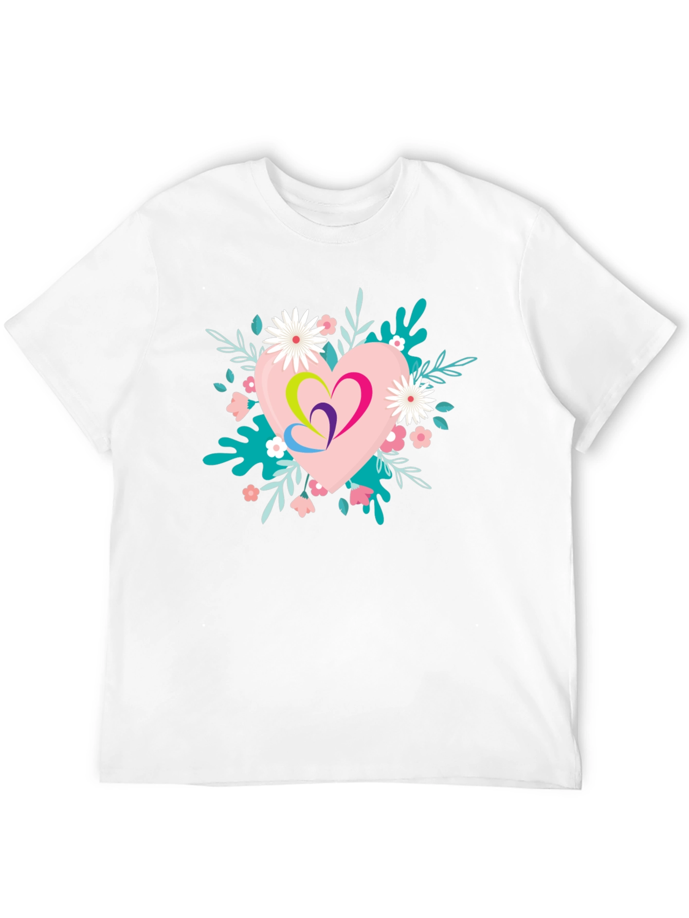 Black Floral Heart Graphic Black T-Shirt view 12