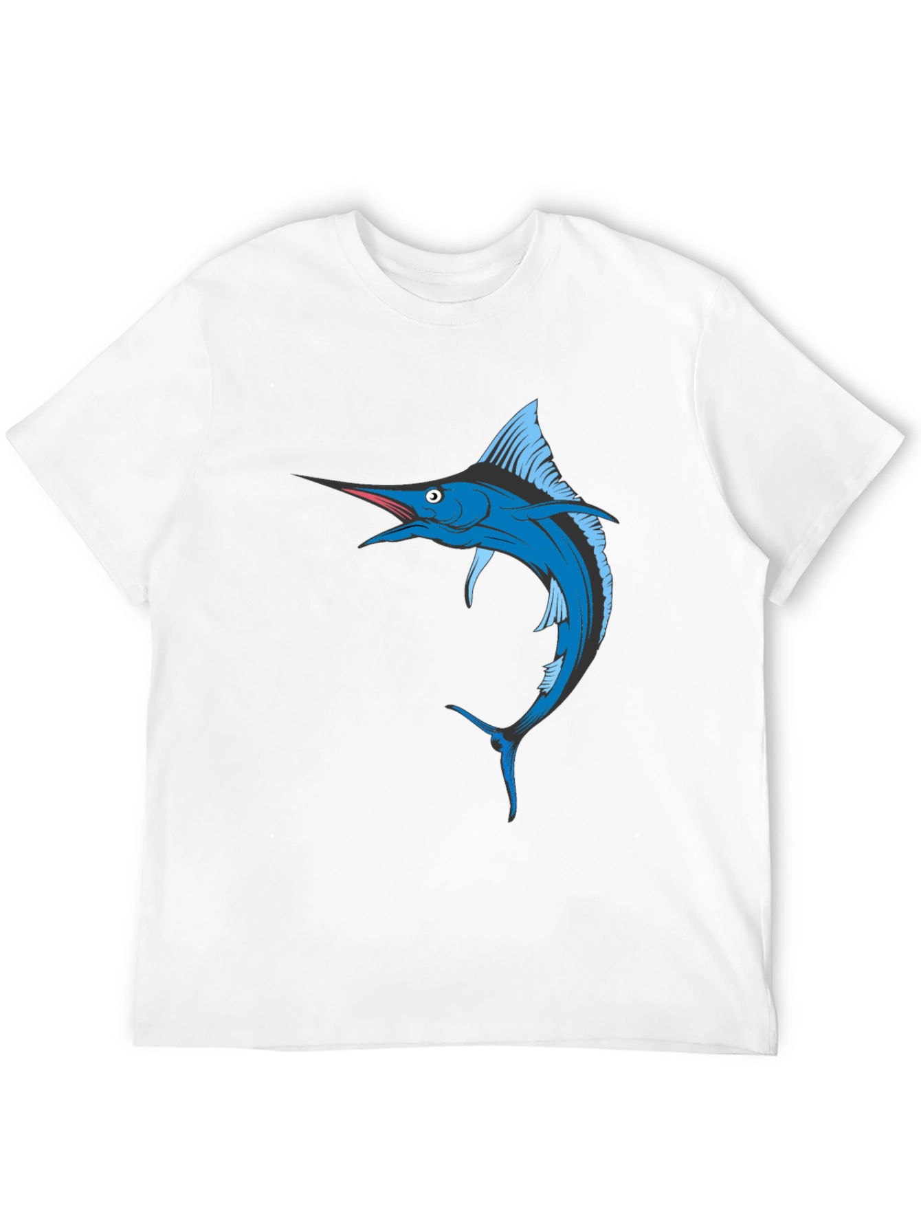 Black Blue Marlin Fish Graphic T-Shirt - Black Cotton Tee view 12