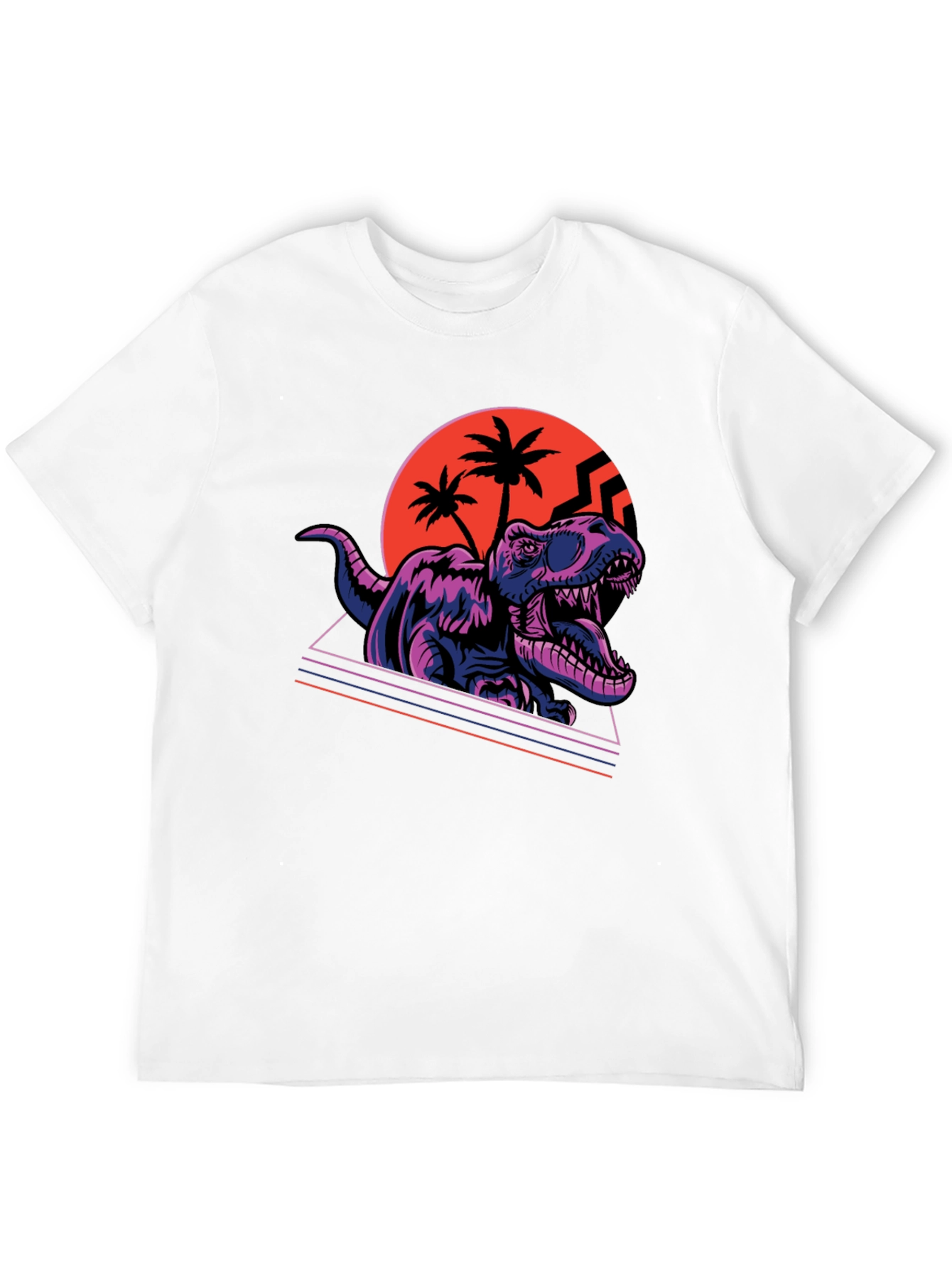Black Retro Dinosaur T-Shirt - Synthwave Rex Tee view 12