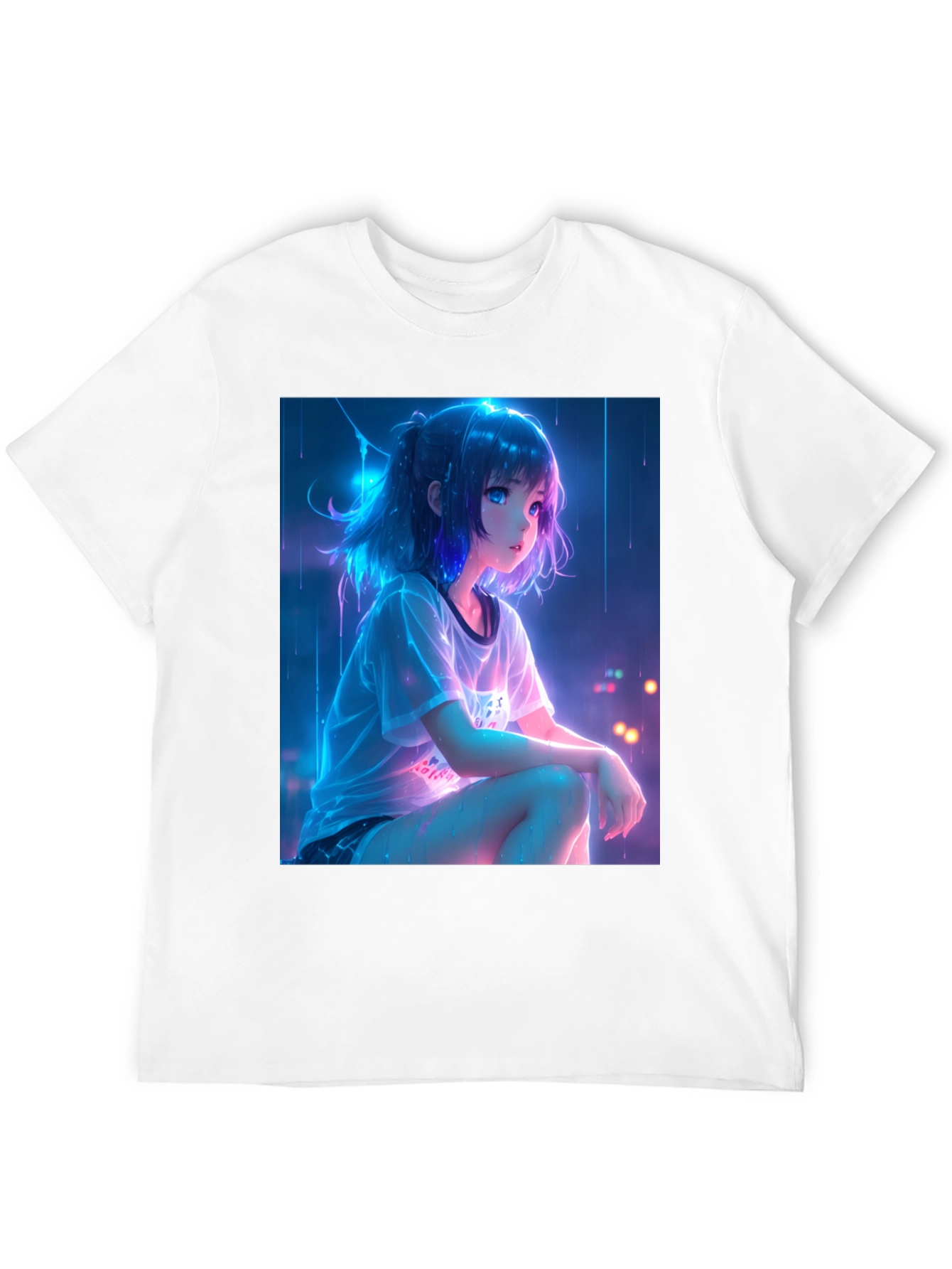 Black Anime Girl Graphic Black T-Shirt view 12