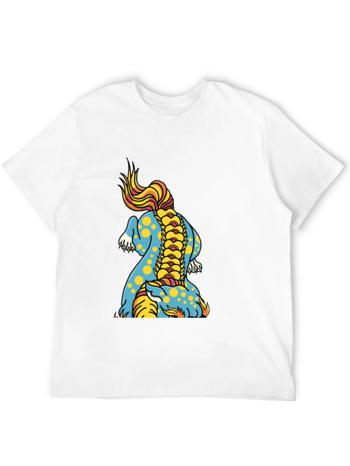 Black Men's Black T-Shirt with Colorful Dragon Design view 12