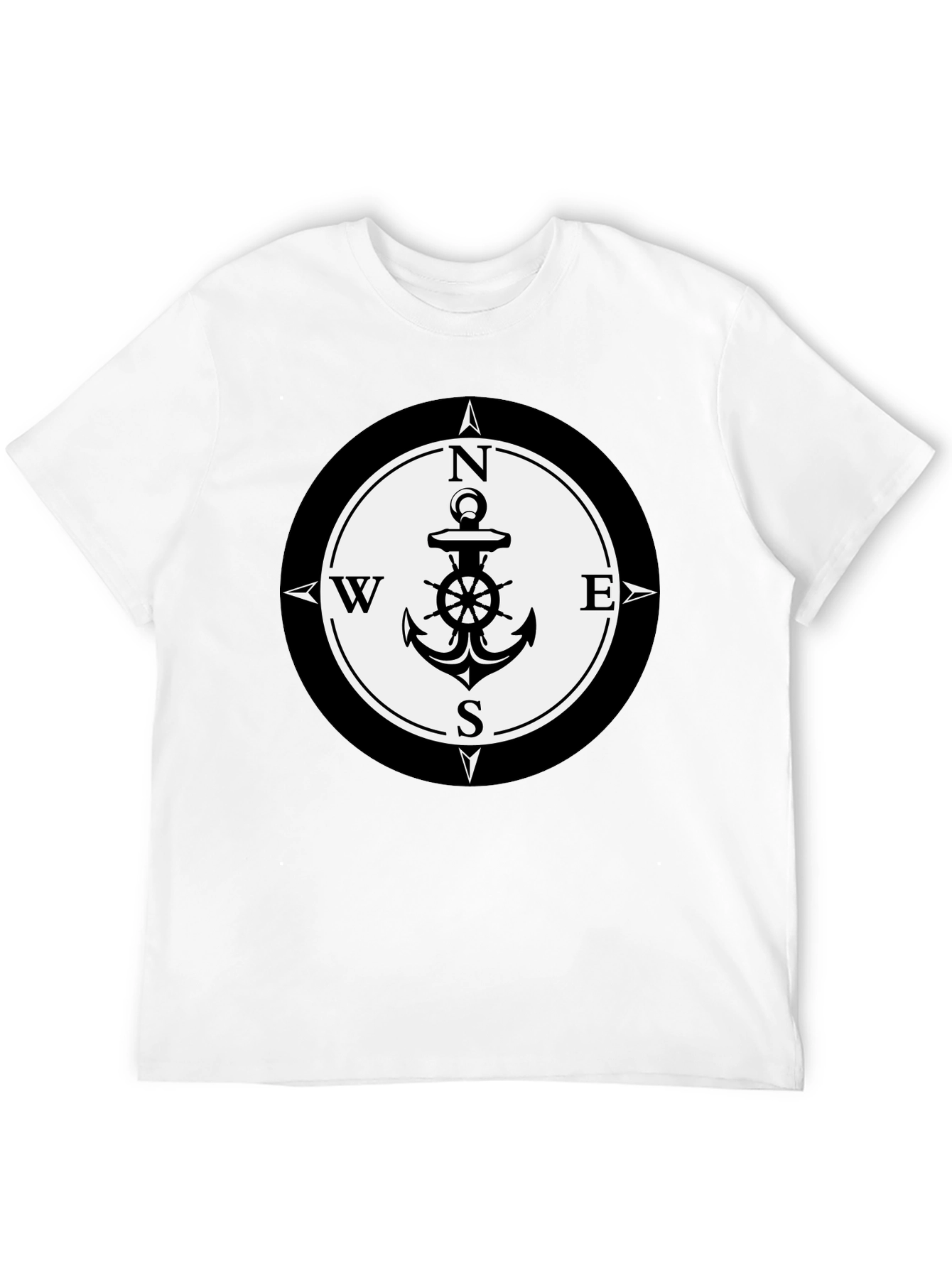 Black Nautical Anchor Compass Rose Graphic Tee - Black view 12