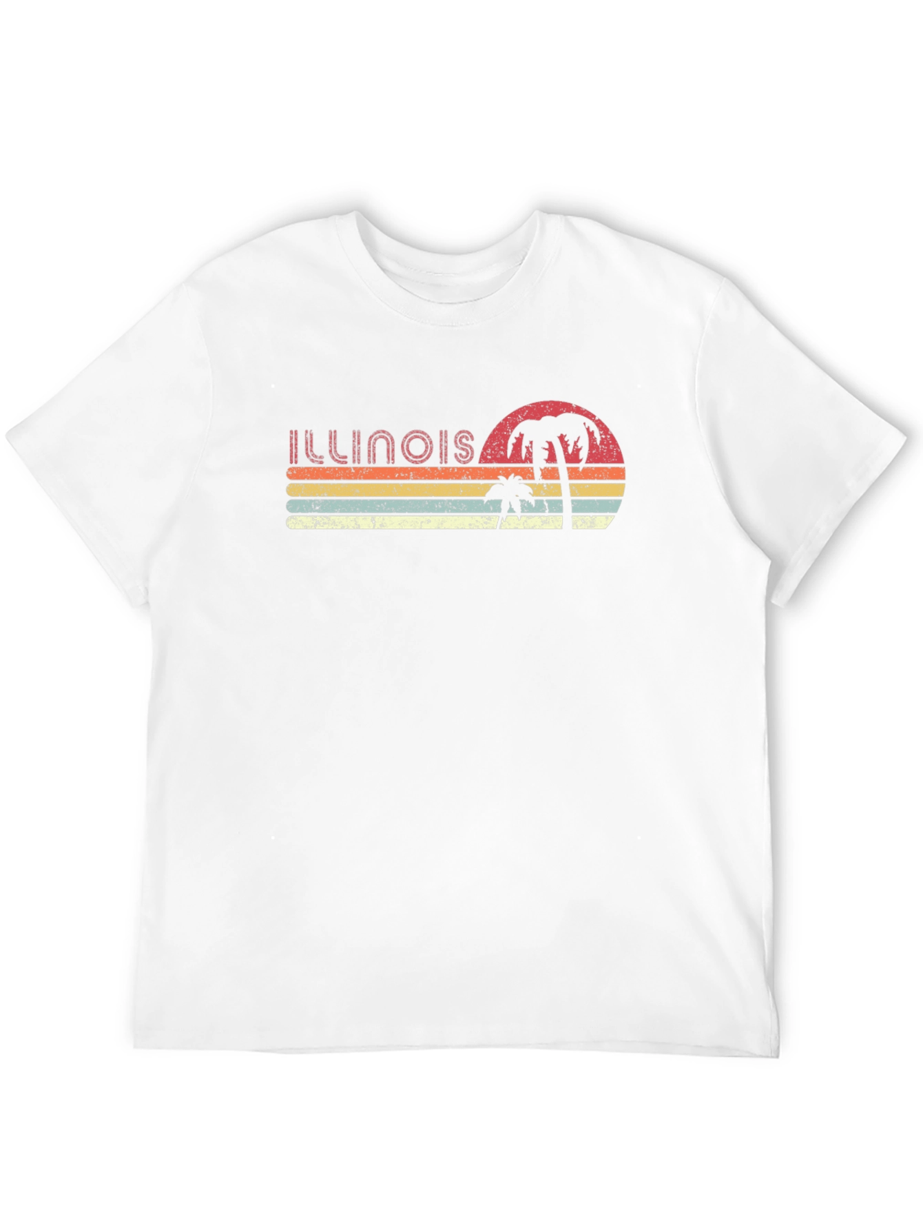 Black Retro Illinois Palm Sunset T-Shirt view 12
