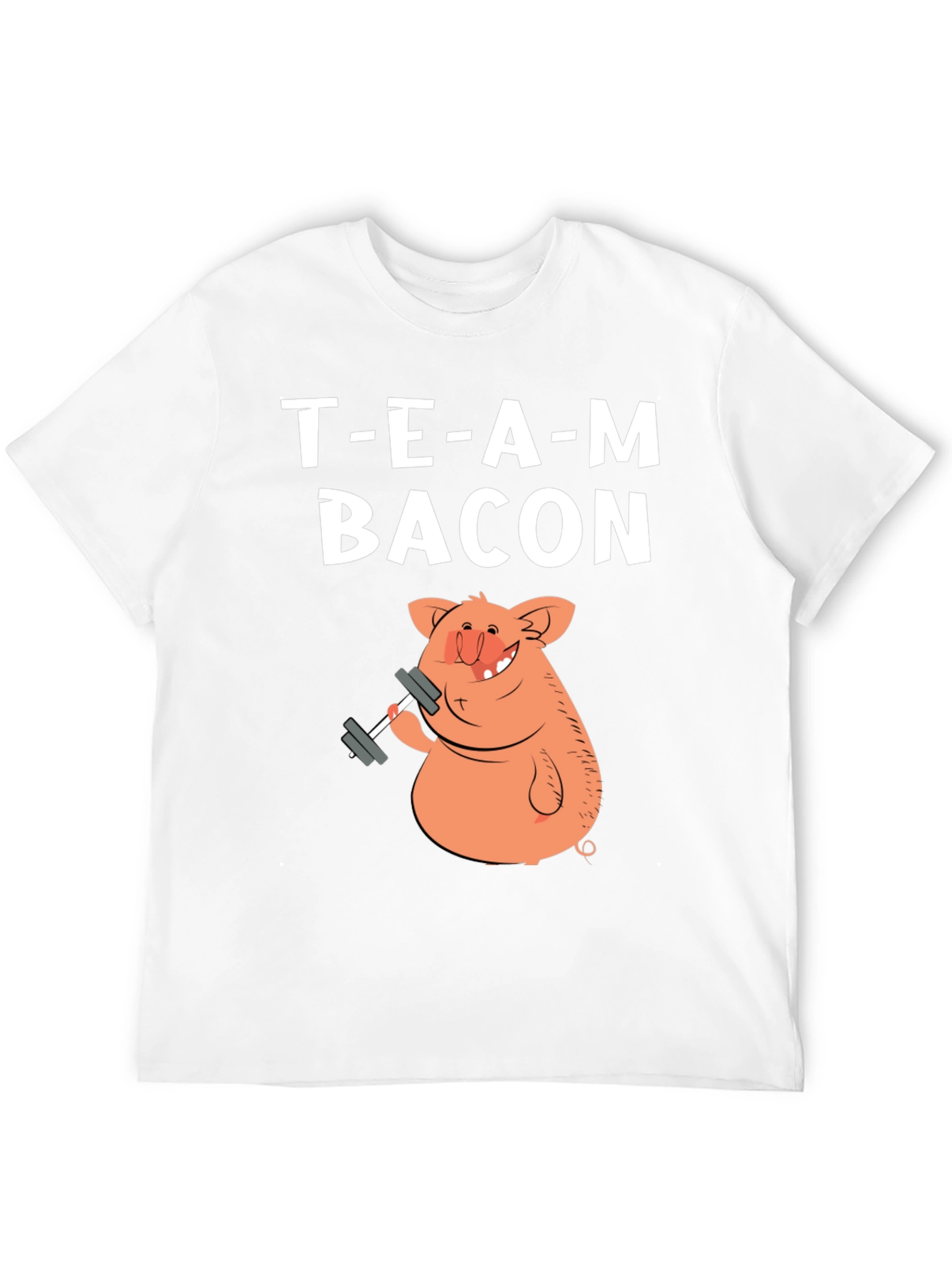 Black Team Bacon Pig Lifting Weights Graphic T-Shirt view 12