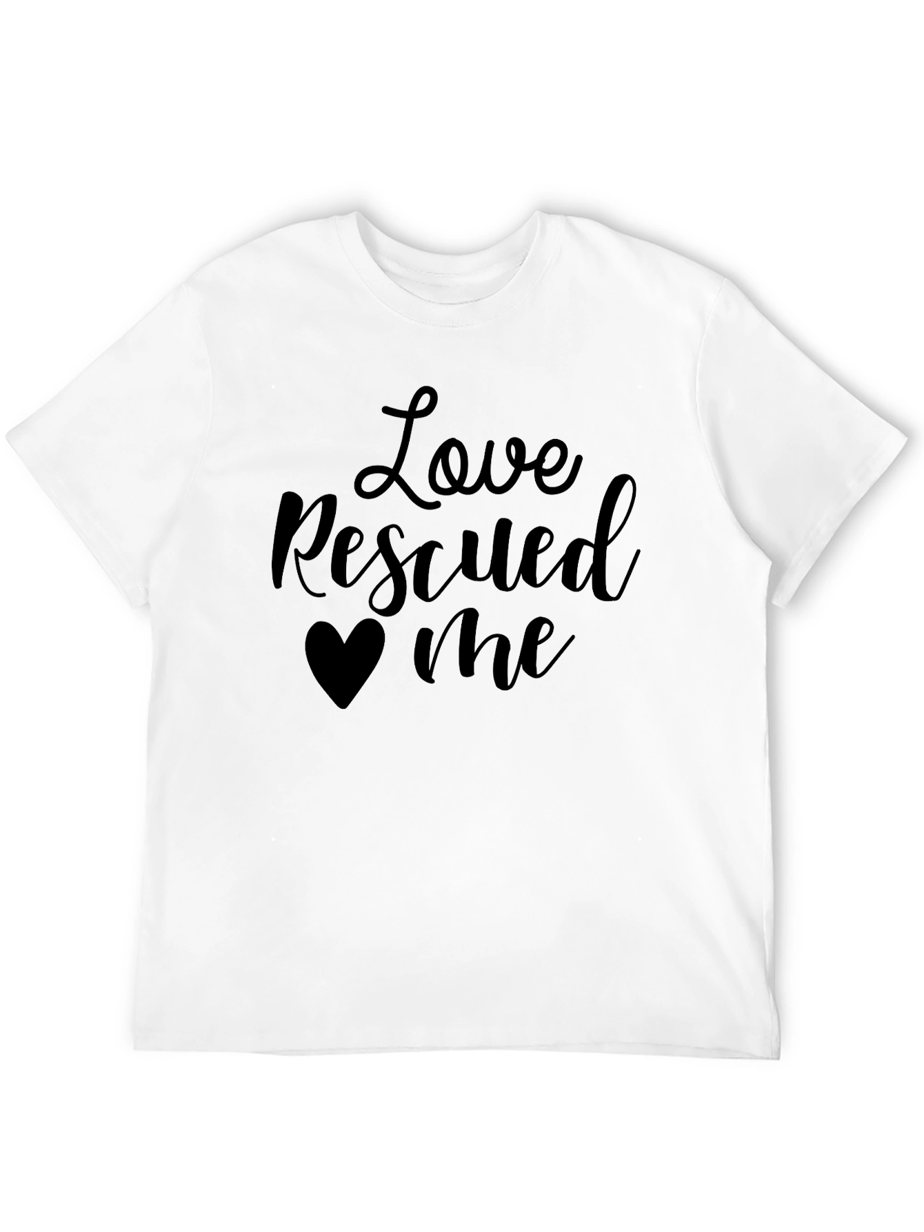Black Love Rescued Me T-Shirt Black Cotton Casual Wear view 12