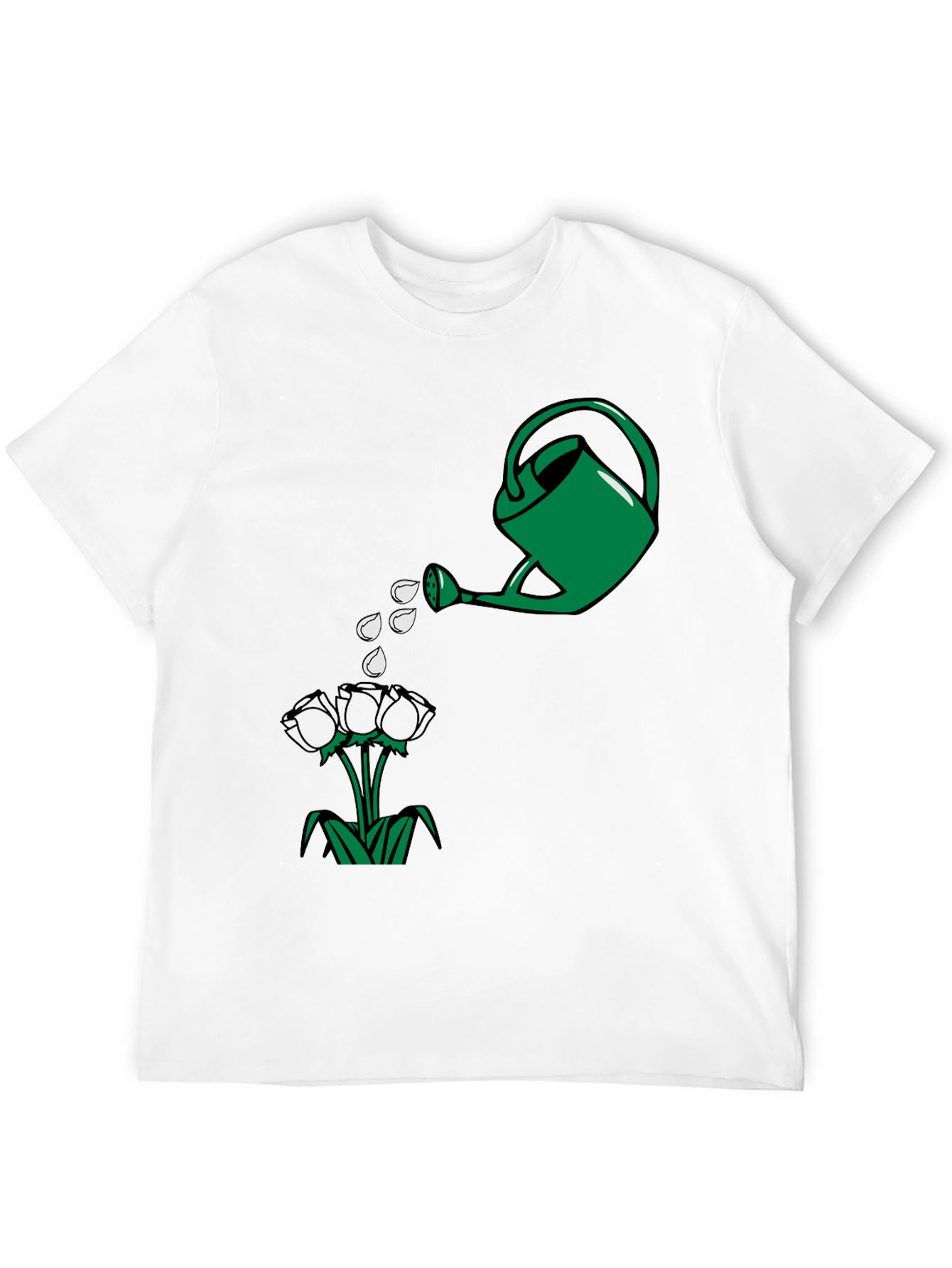 Black Watering Can & Flowers Graphic T-Shirt view 12