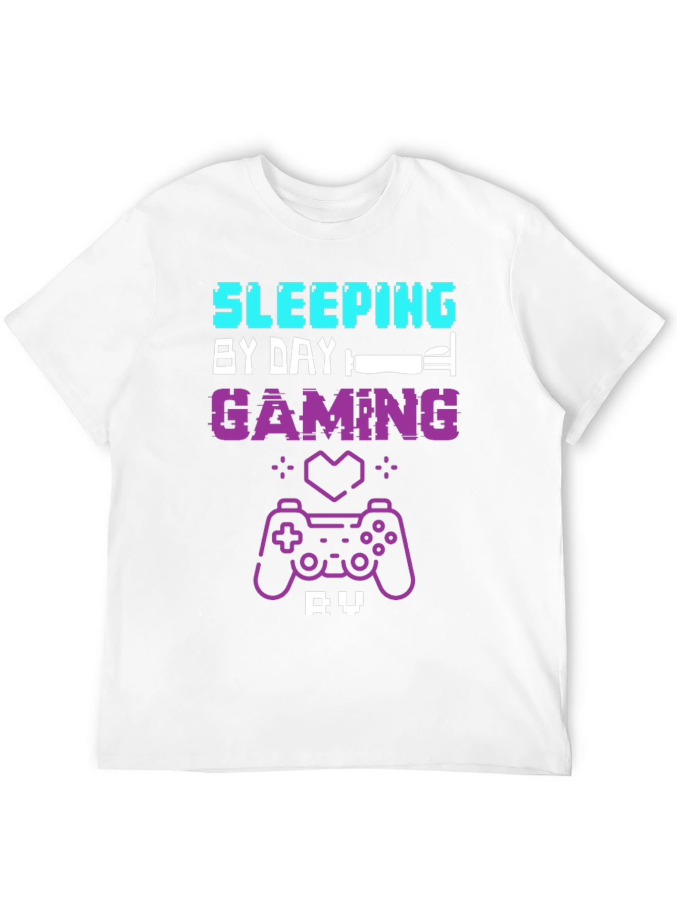 Black Gamer T-Shirt: Sleeping by Day, Gaming by Night view 12