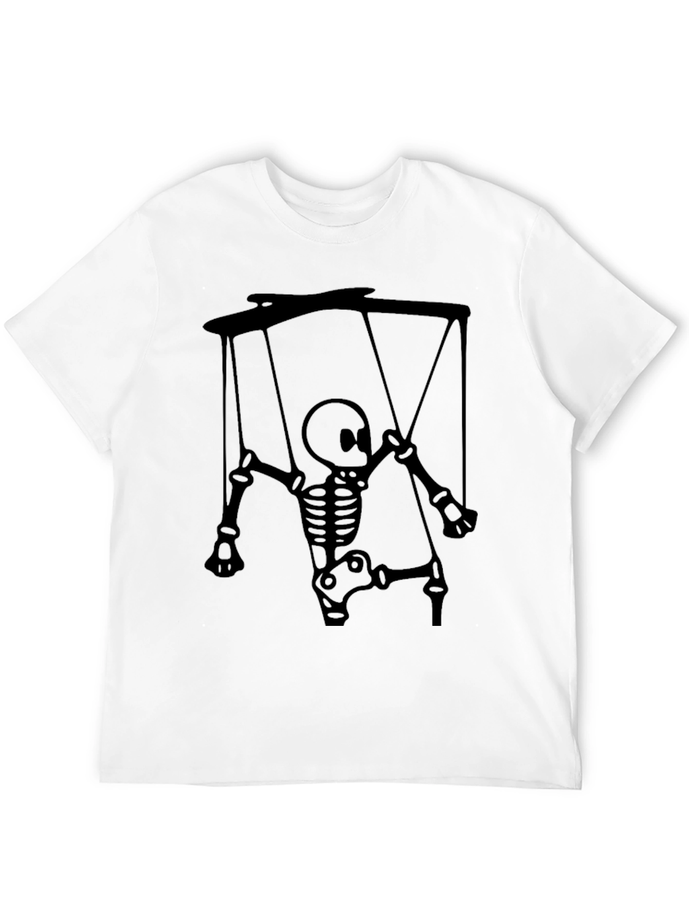 Black Skeleton Puppet Graphic Tee - Unique Halloween Shirt view 12