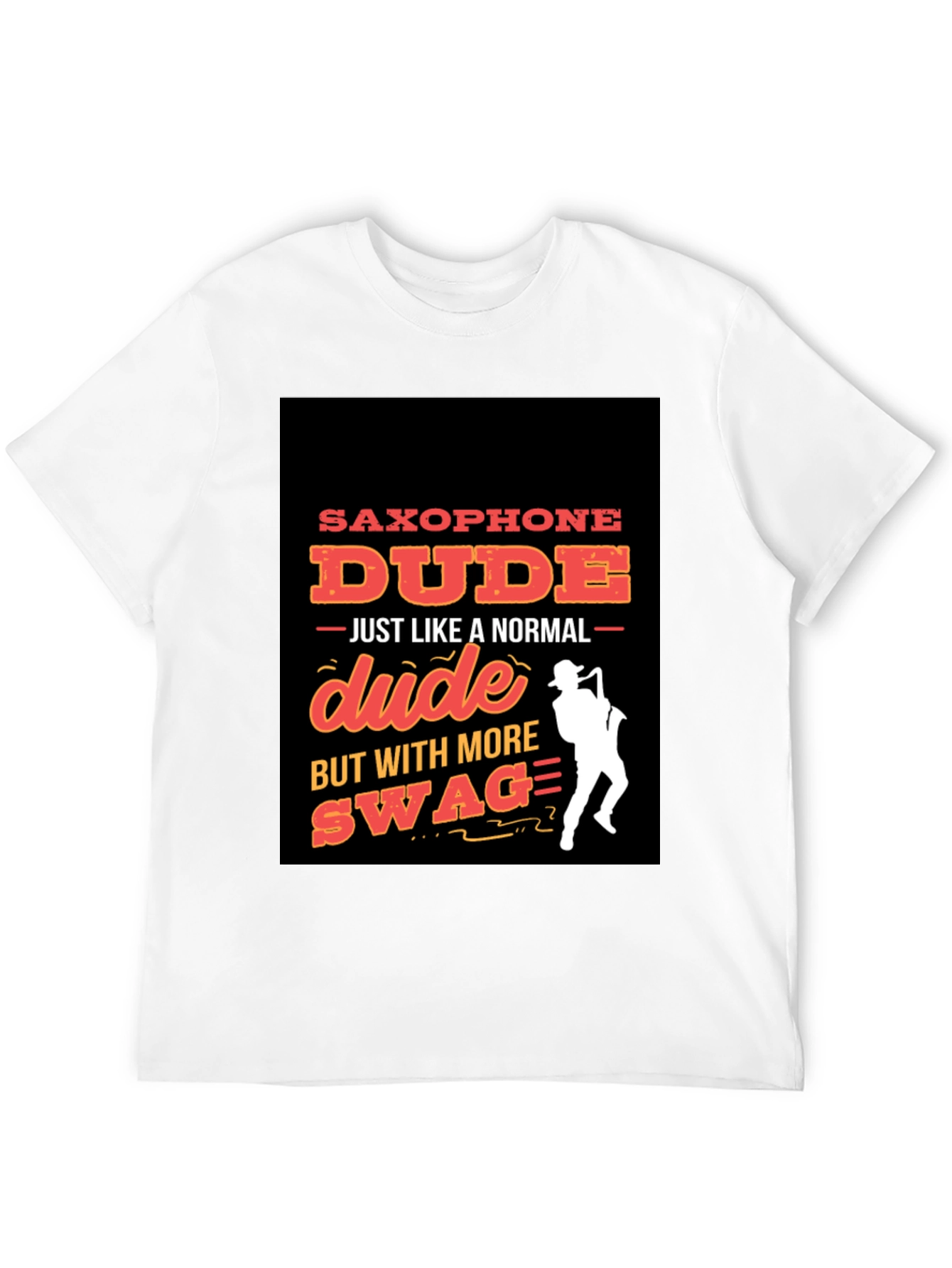 Black Saxophone Dude Graphic T-Shirt - Swag Style! view 12