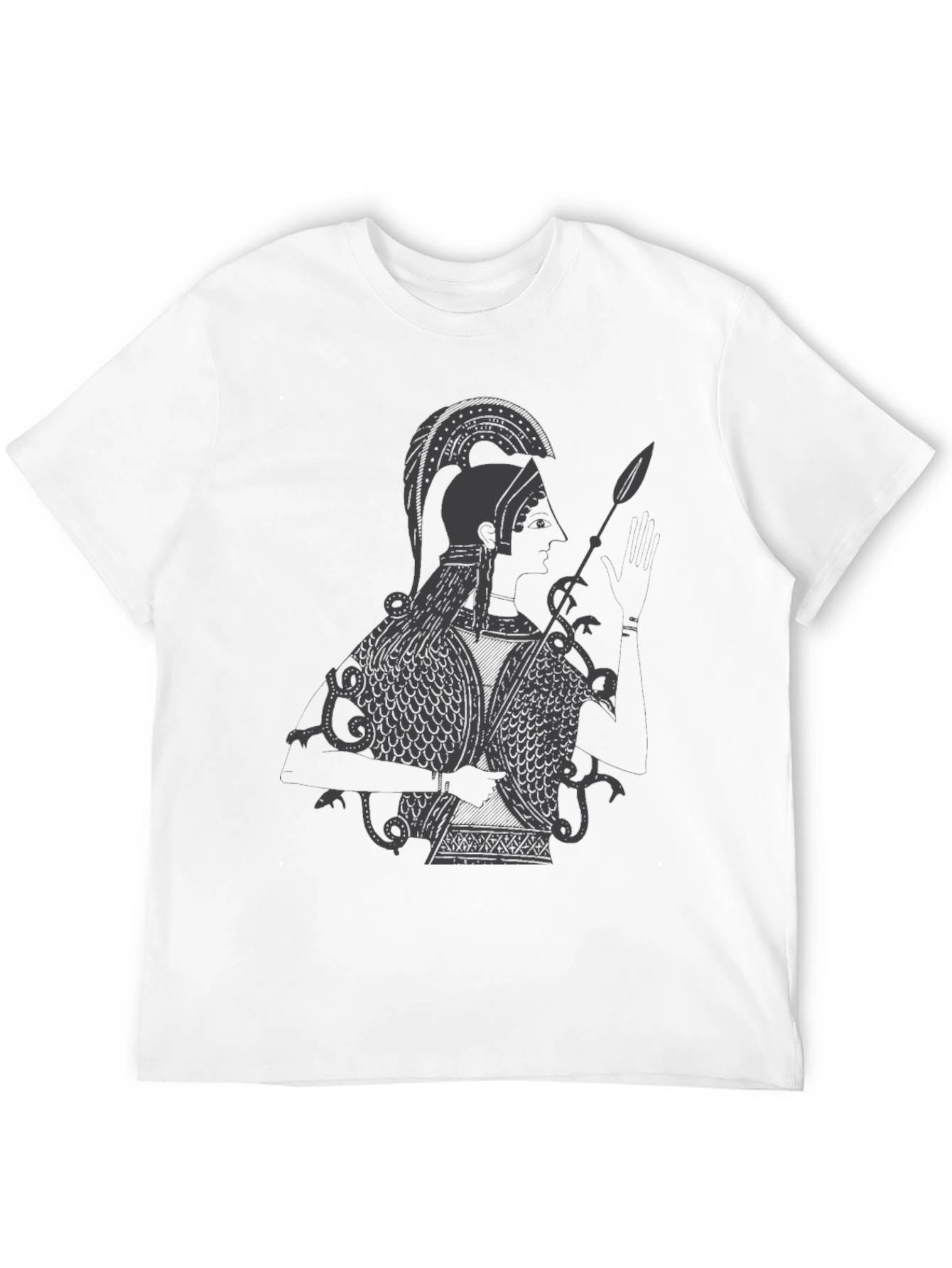 Black Ancient Warrior Graphic Tee - Black Cotton view 12