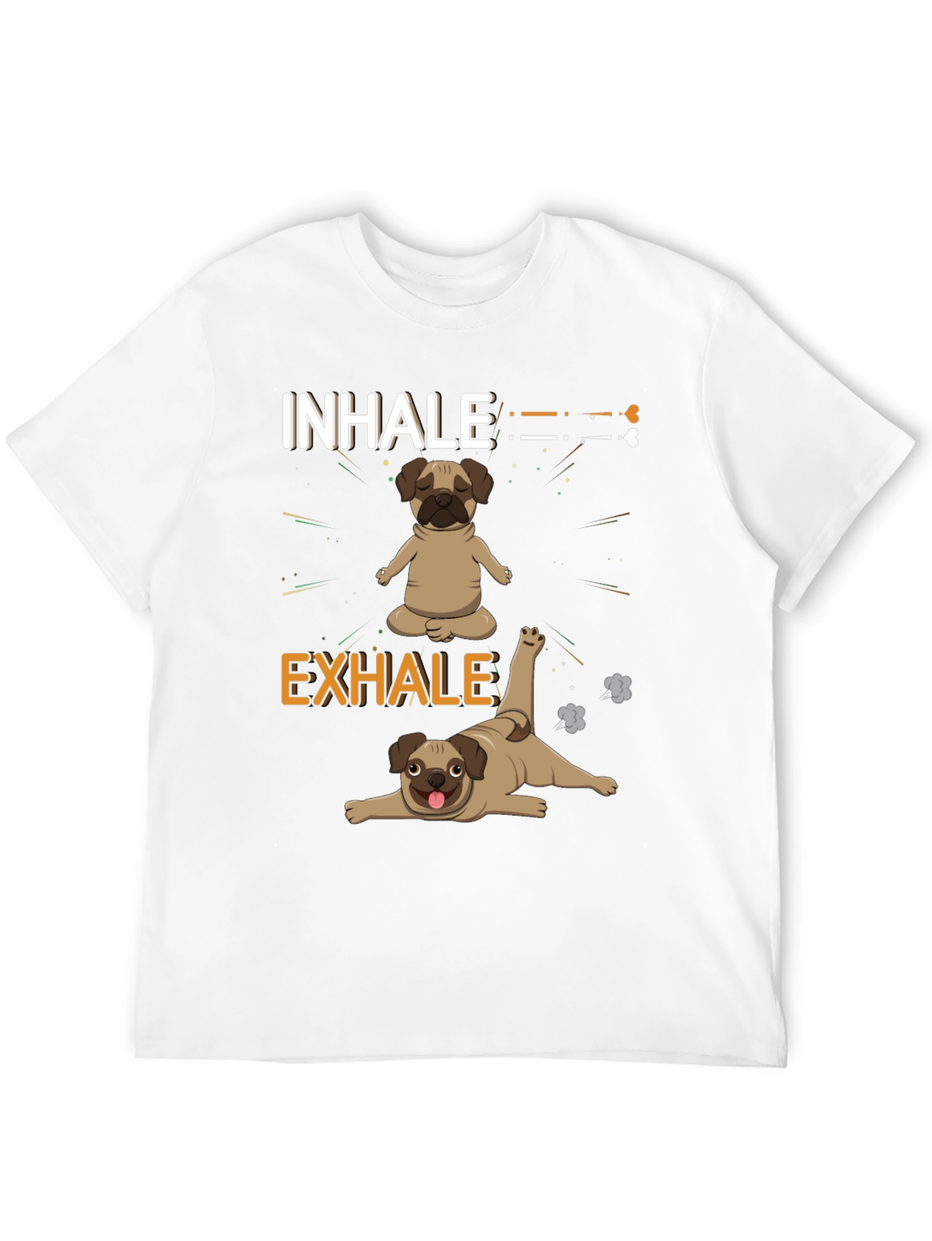 Black Yoga Pug T-Shirt: Inhale Exhale Funny Dog Tee view 12