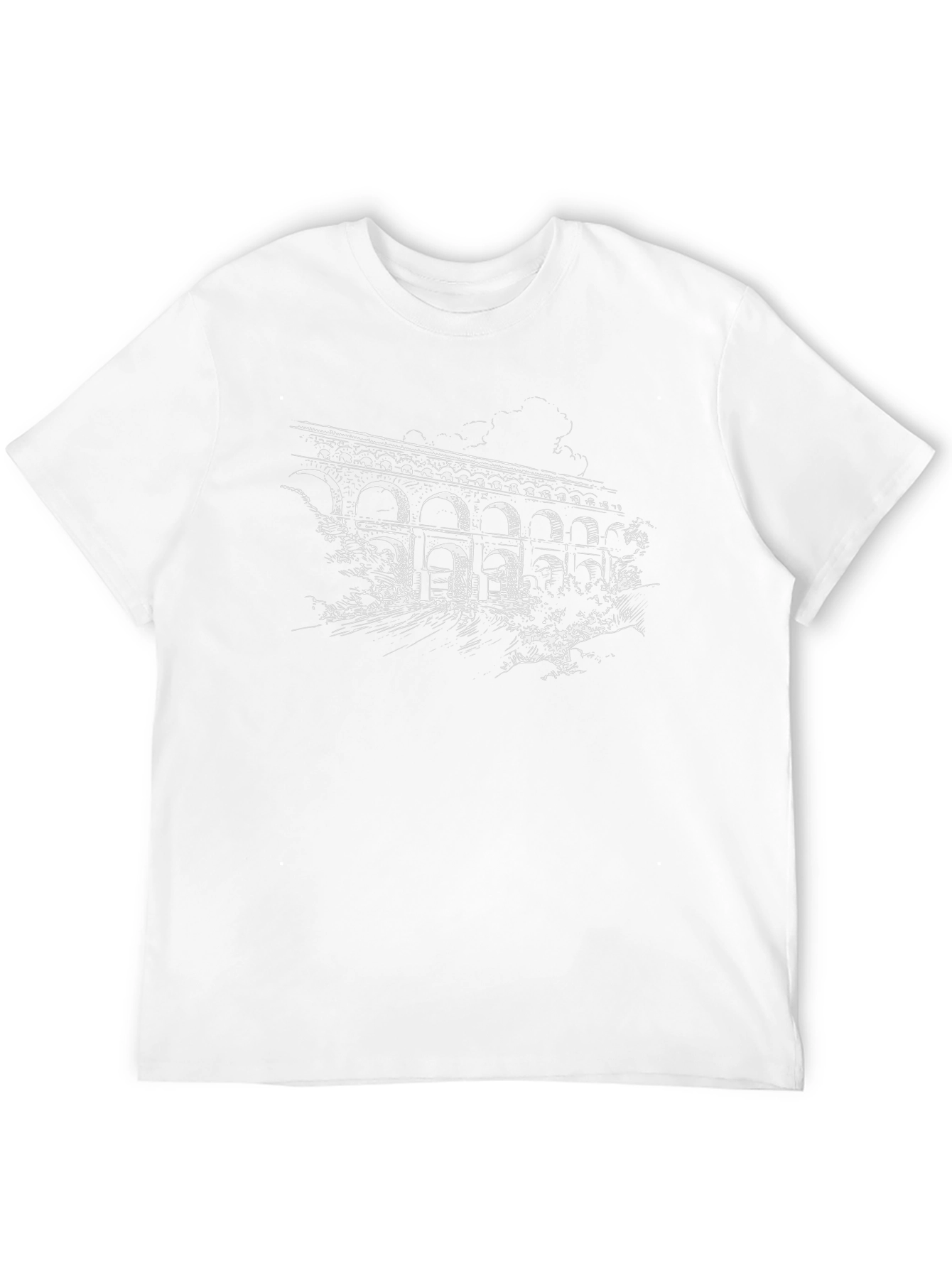 Black Aqueduct Sketch T-Shirt - Black Graphic Tee view 12