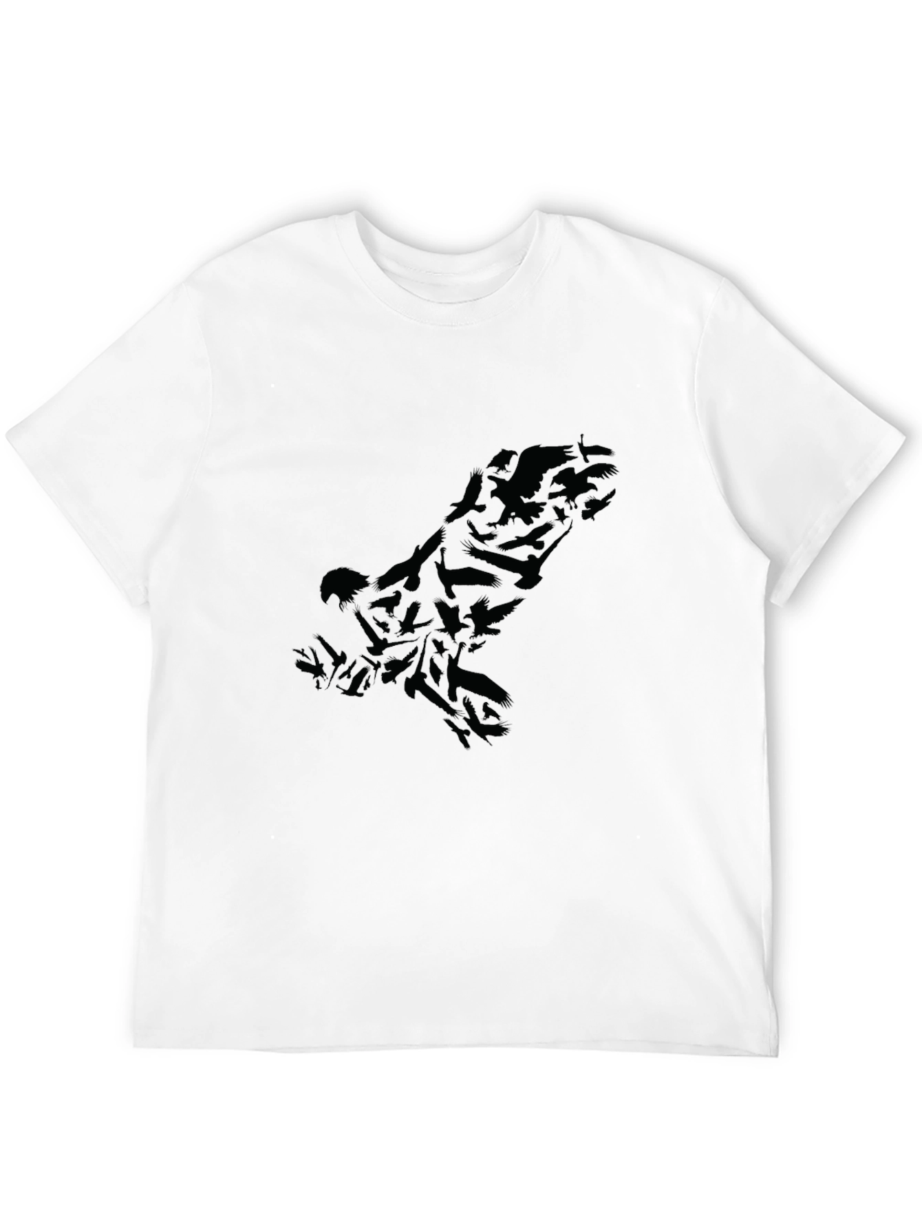 Black Raven Flock Silhouette Black T-Shirt view 12
