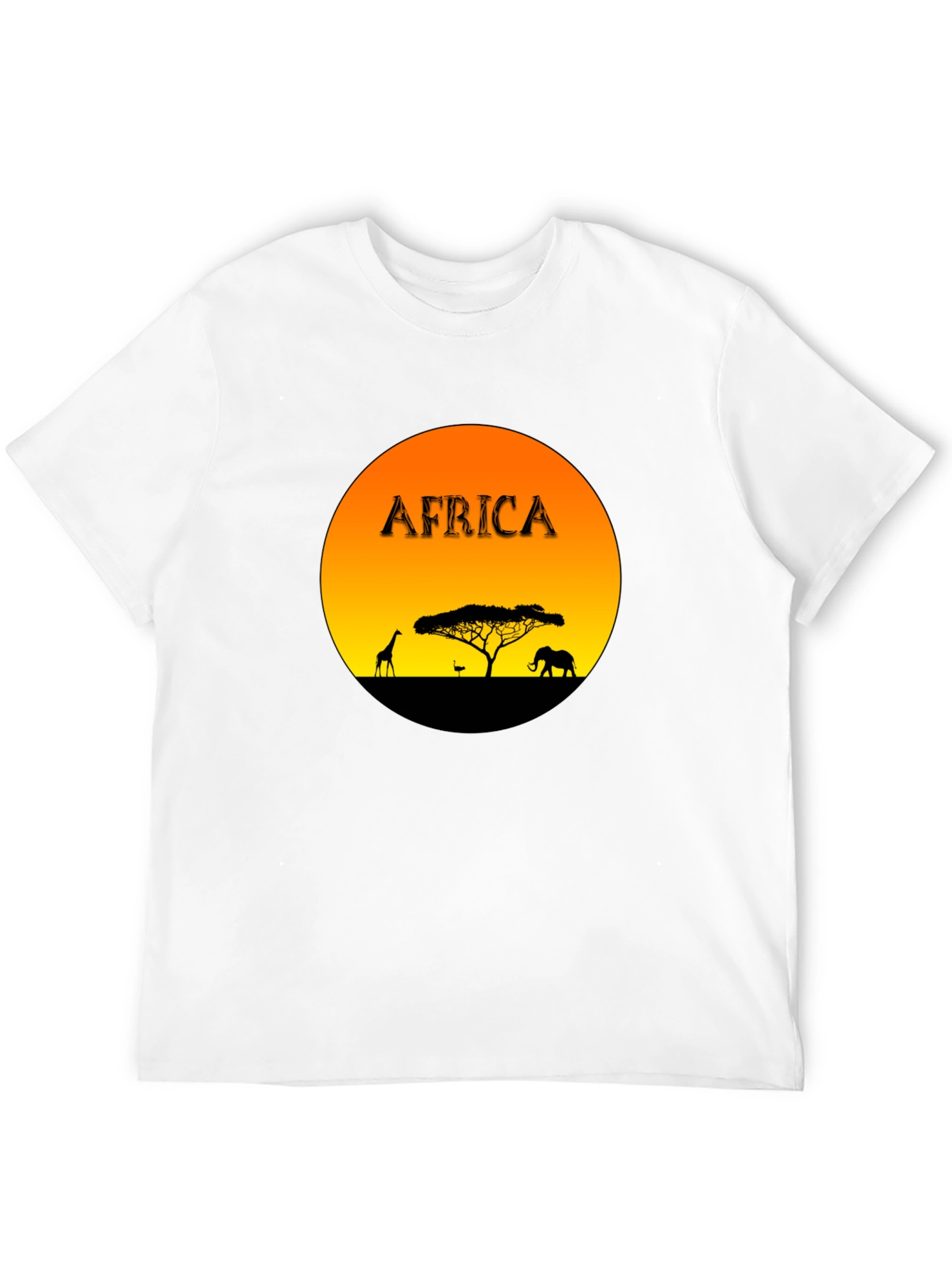 Black Africa Sunset Graphic Tee - Black Cotton Blend T-Shirt view 12
