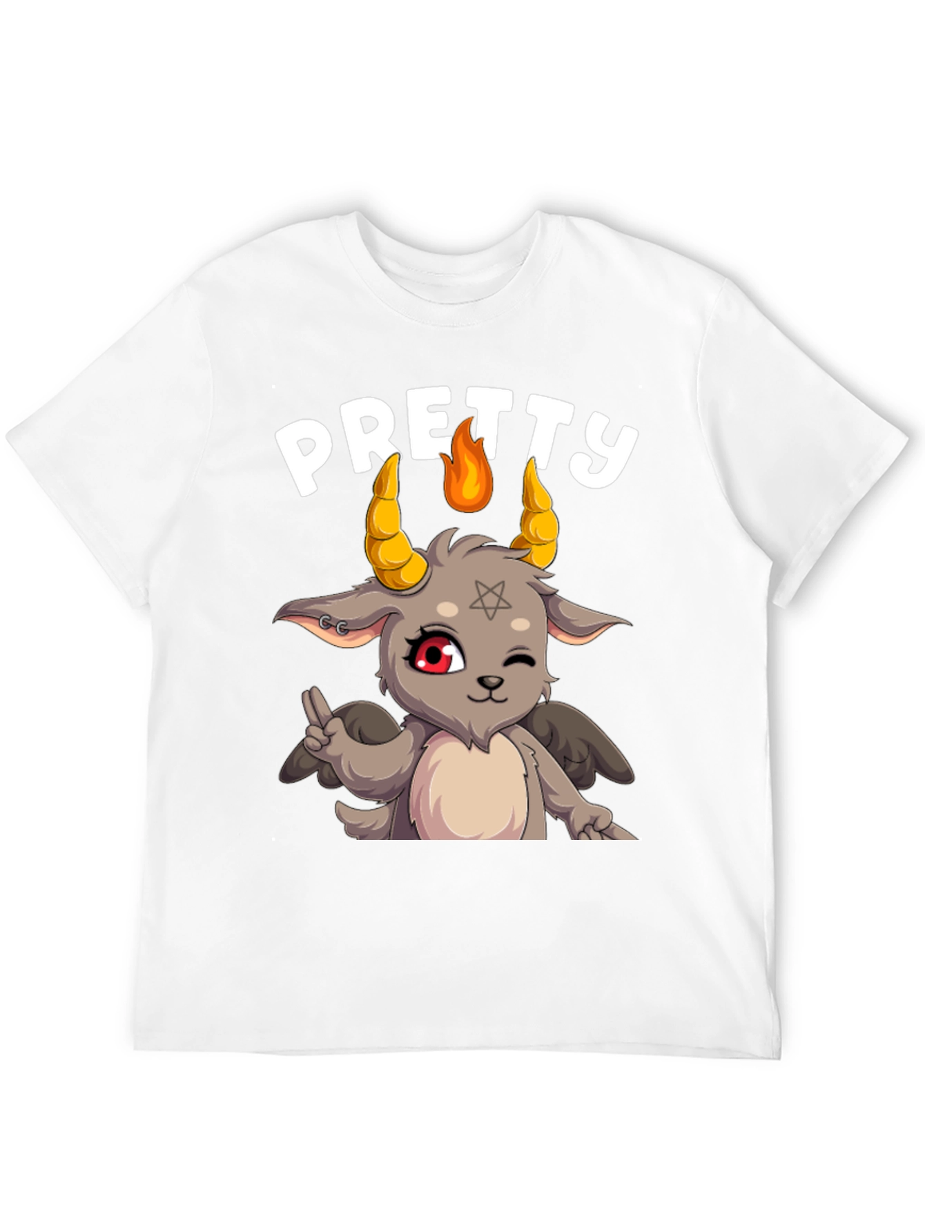 Black Pretty Baphomet Graphic Tee - Cute Satanic Goat T-Shirt view 12