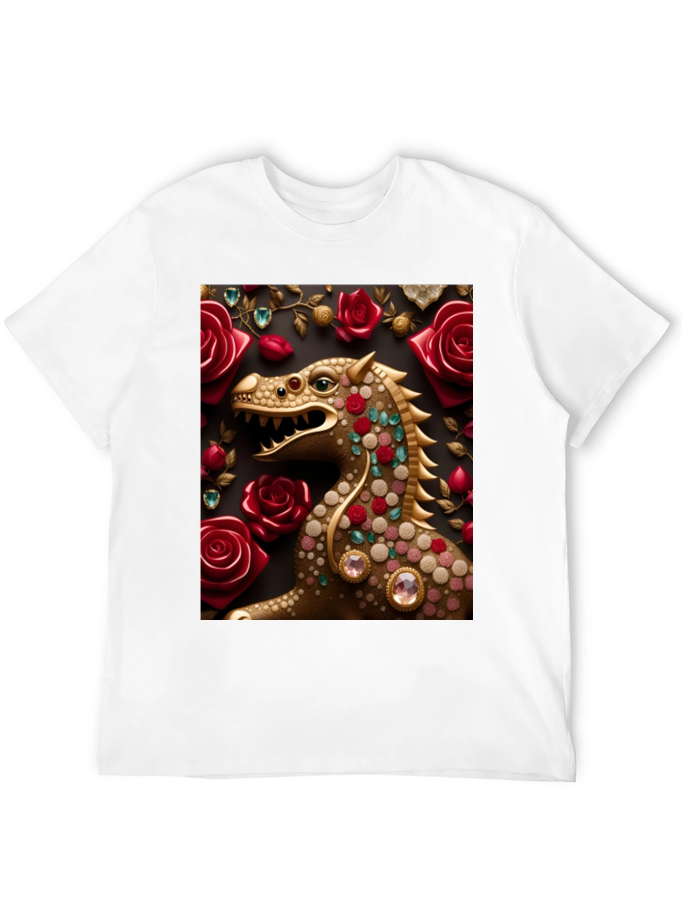 Black Dragon and Roses Graphic T-Shirt view 12