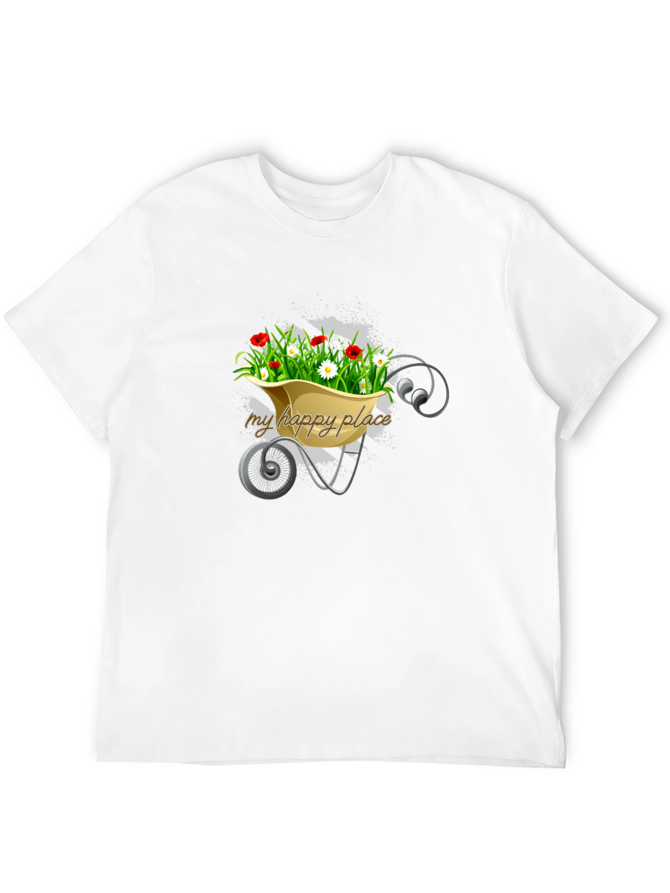 Black My Happy Place Floral Wheelbarrow Graphic Tee view 12