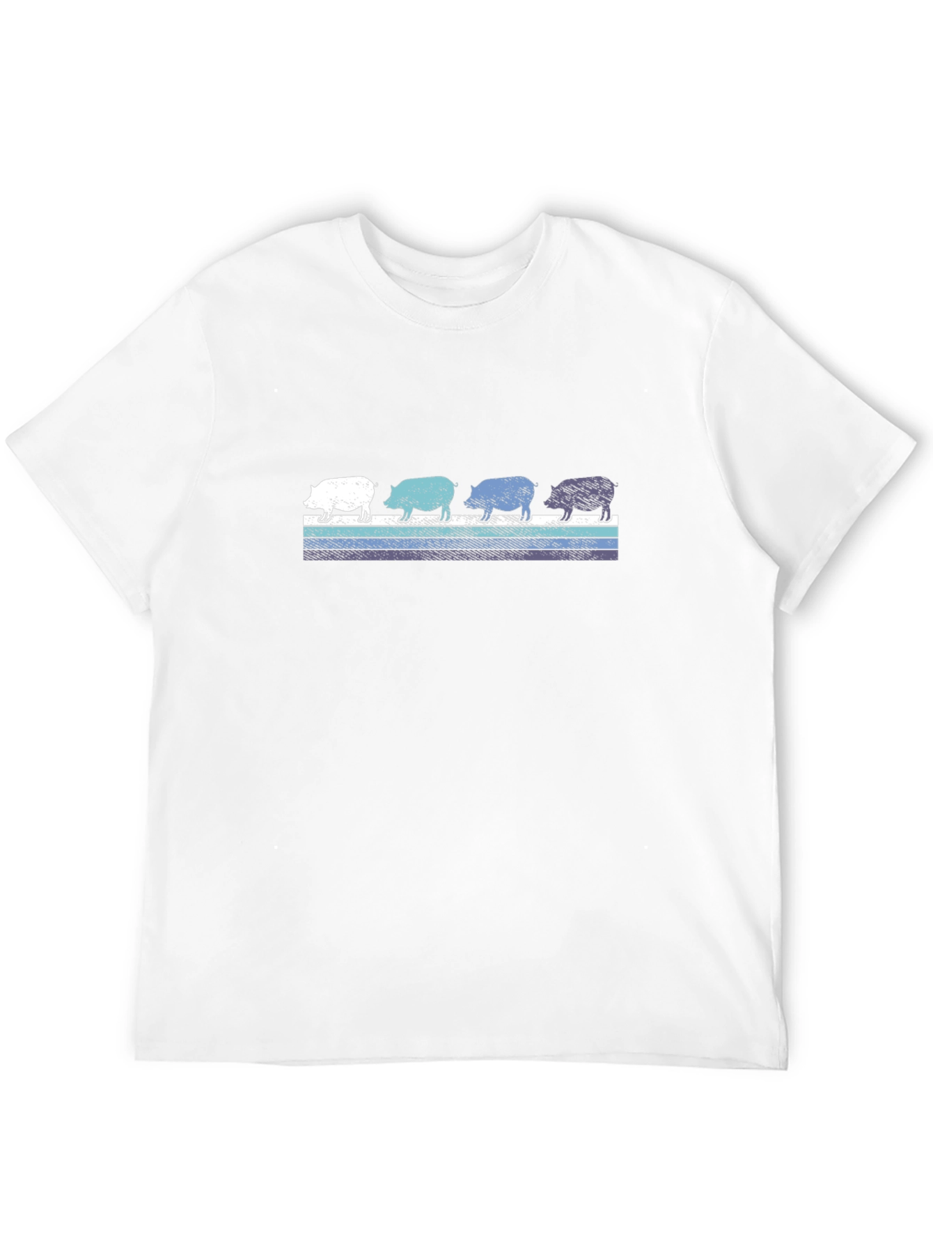 Black Retro Pig Parade Graphic Tee - Black Cotton T-Shirt view 12