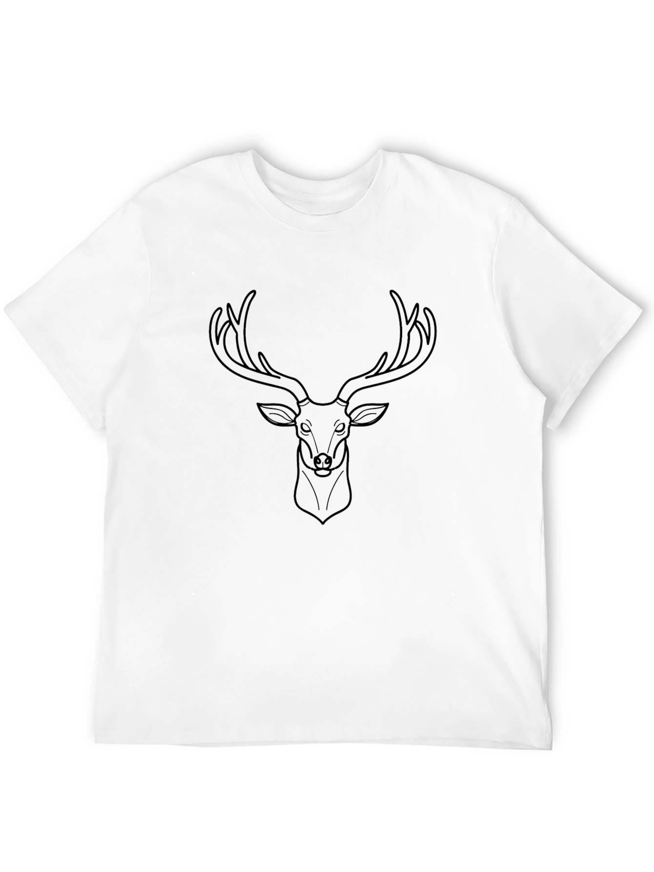 Black Men's Black T-Shirt with Deer Graphic view 12