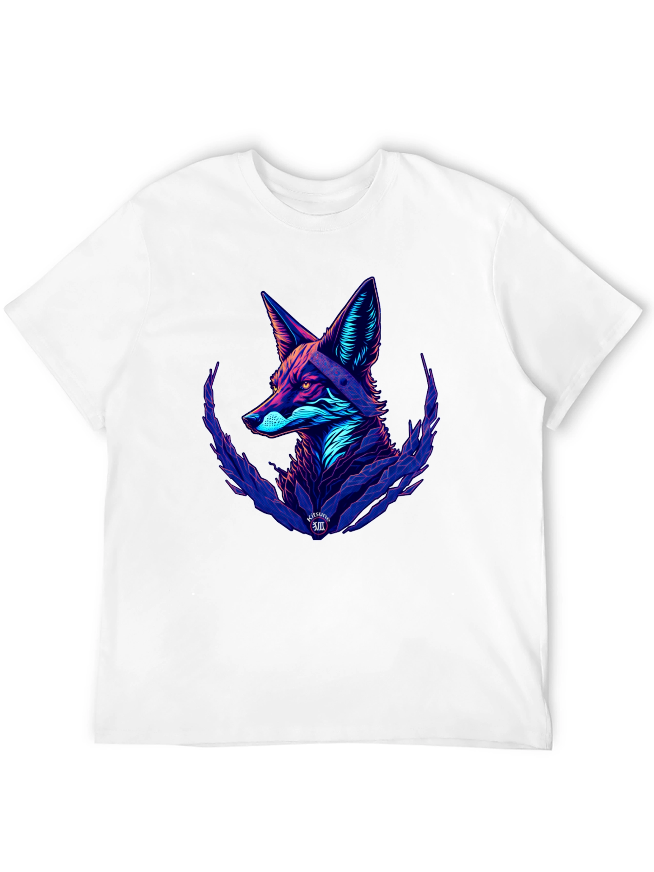 Black Neon Fox Graphic Black T-Shirt view 12