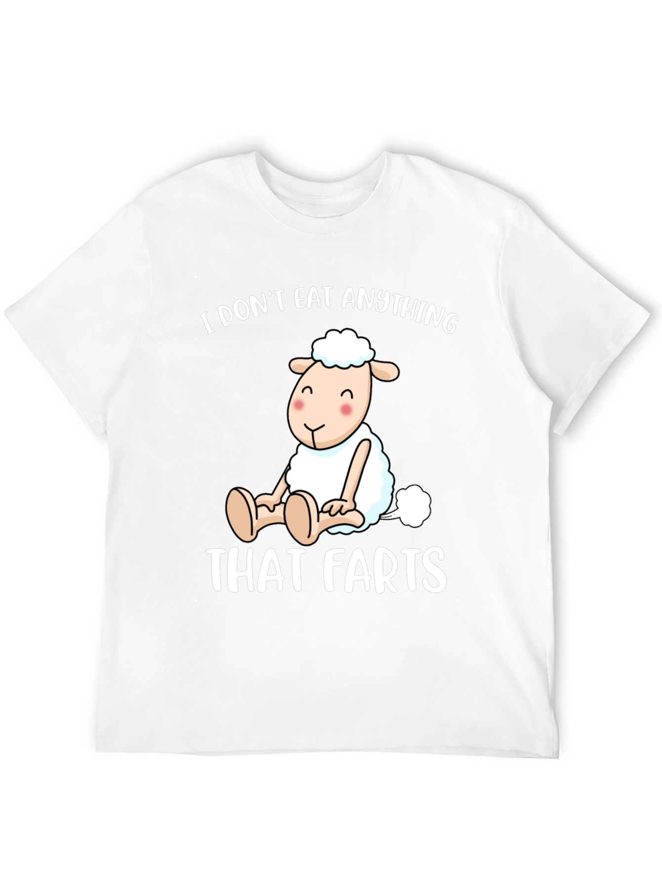 Black Vegan Sheep T-Shirt - I Don't Eat Anything That Farts view 12