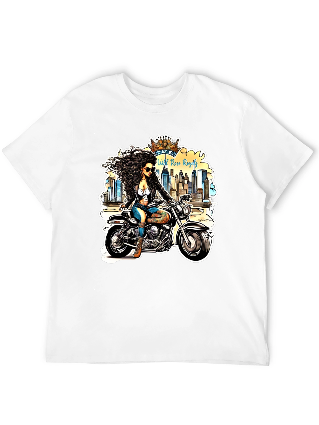 Black Wild Rose Royals Biker T-Shirt view 12