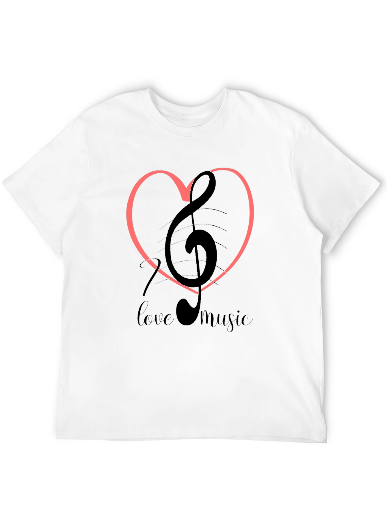 Black I Love Music Heart Graphic T-Shirt view 12