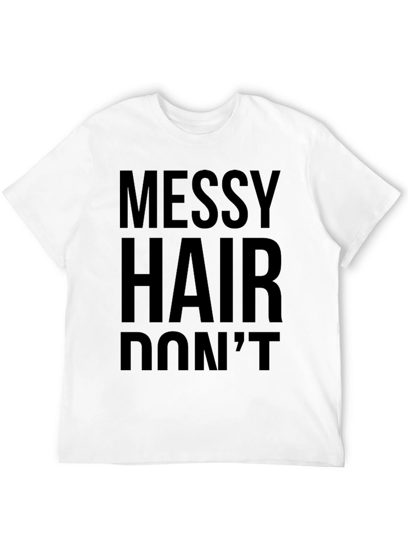 Black Messy Hair Don't Care Graphic Tee - Classic Black T-Shirt view 12