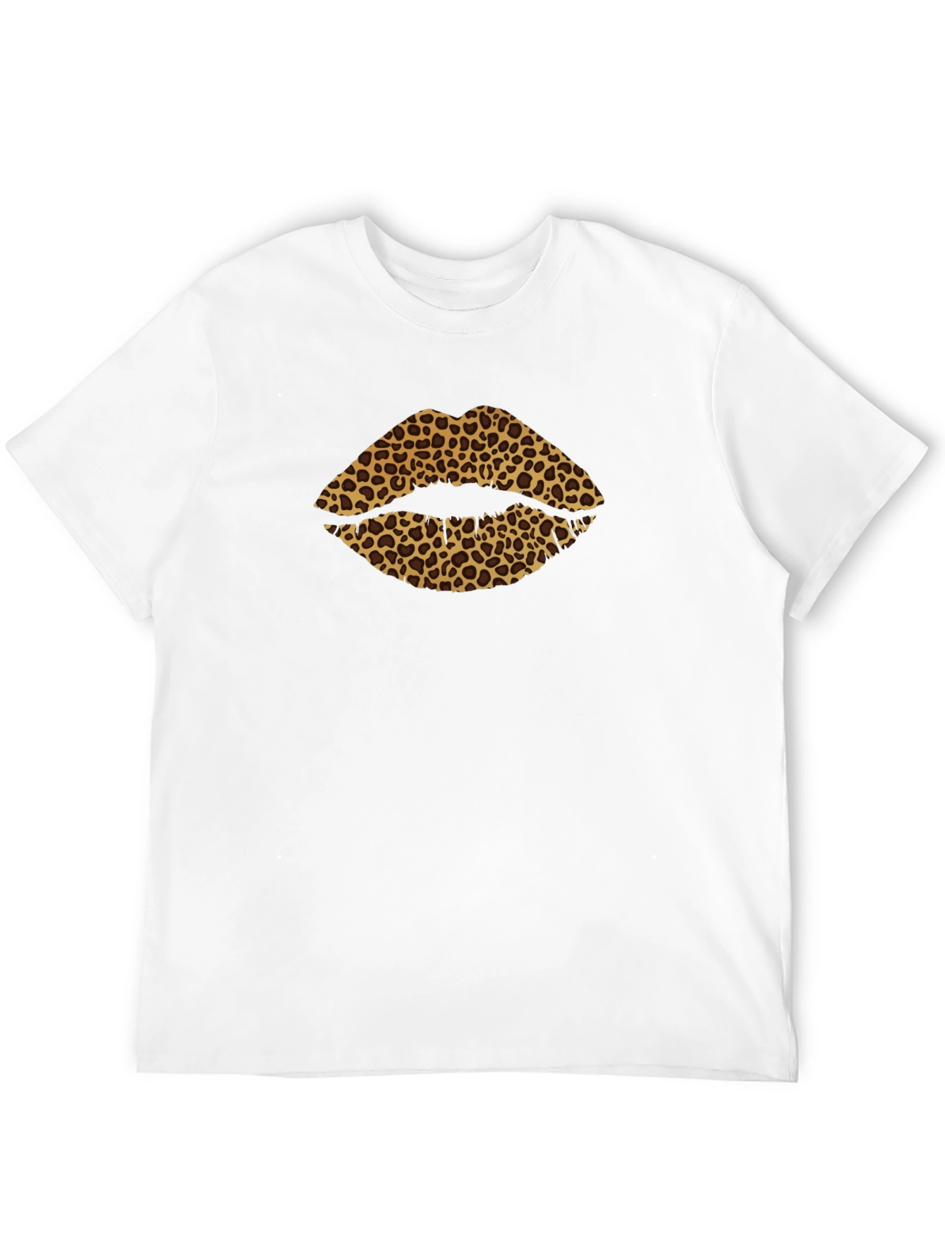 Black Leopard Print Lips Graphic Tee - Stylish Men's T-Shirt view 12