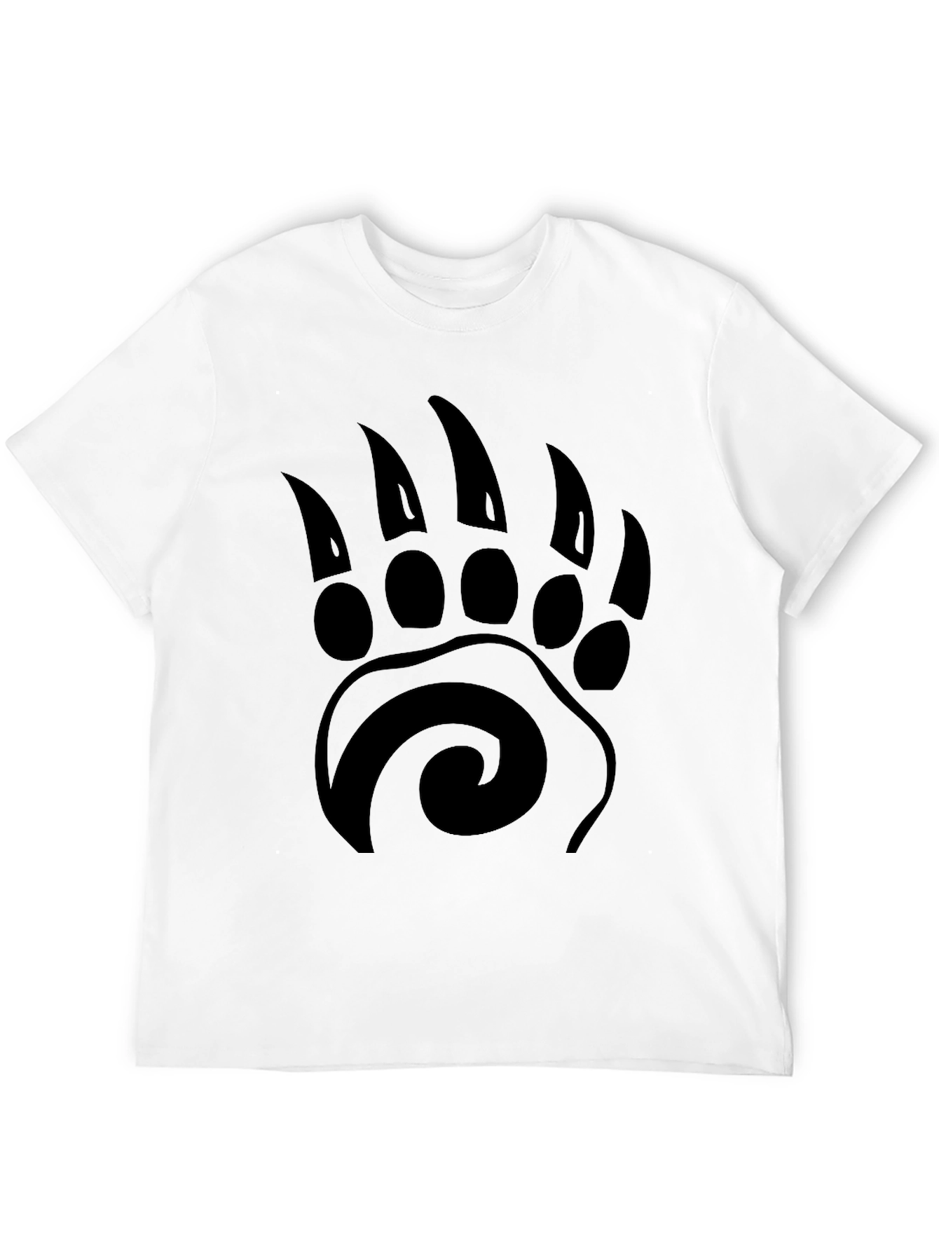 Black Black Bear Paw Print Graphic T-Shirt - Tribal Style view 12