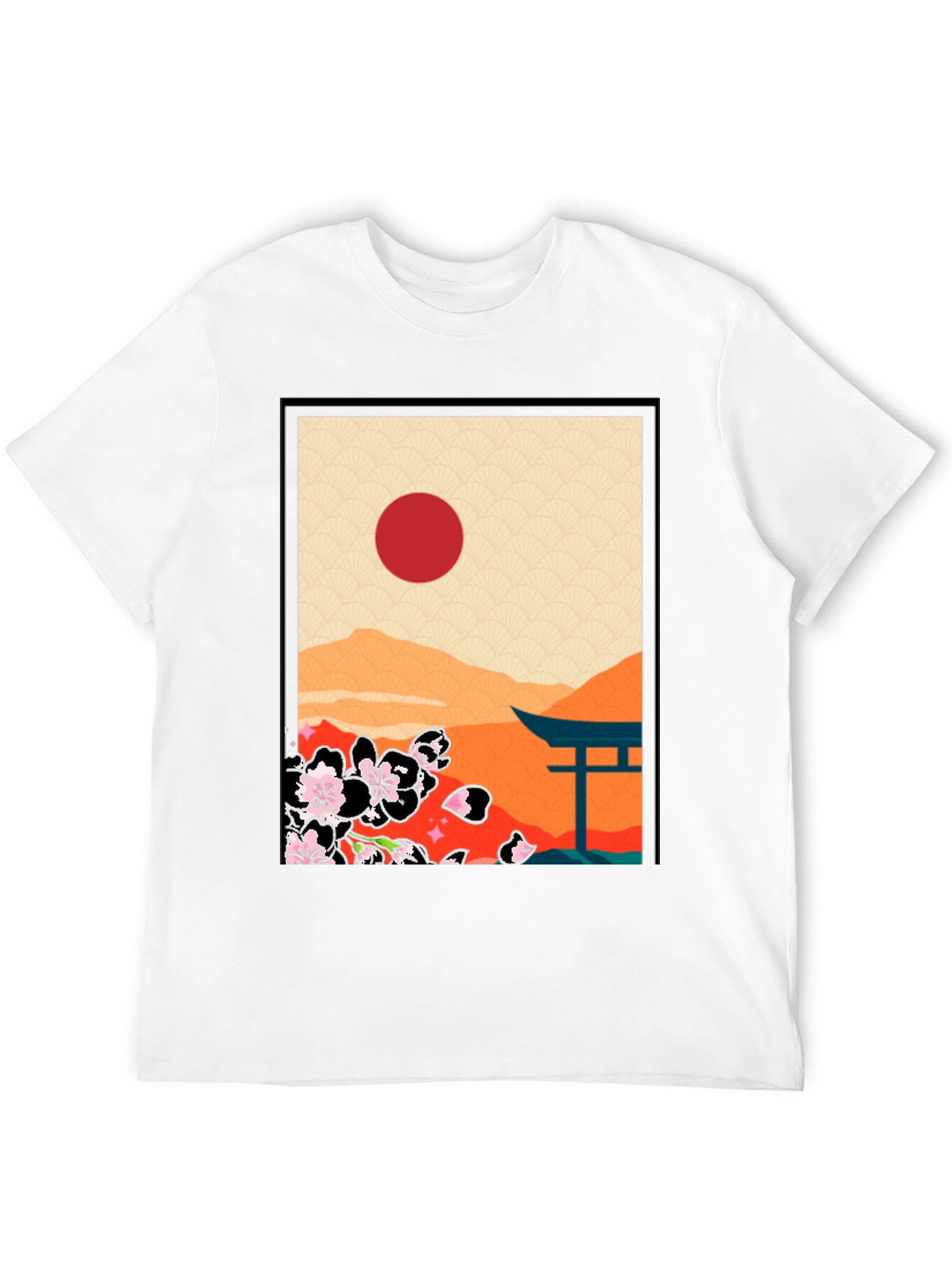 Black Japanese Art Graphic T-Shirt - Black view 12